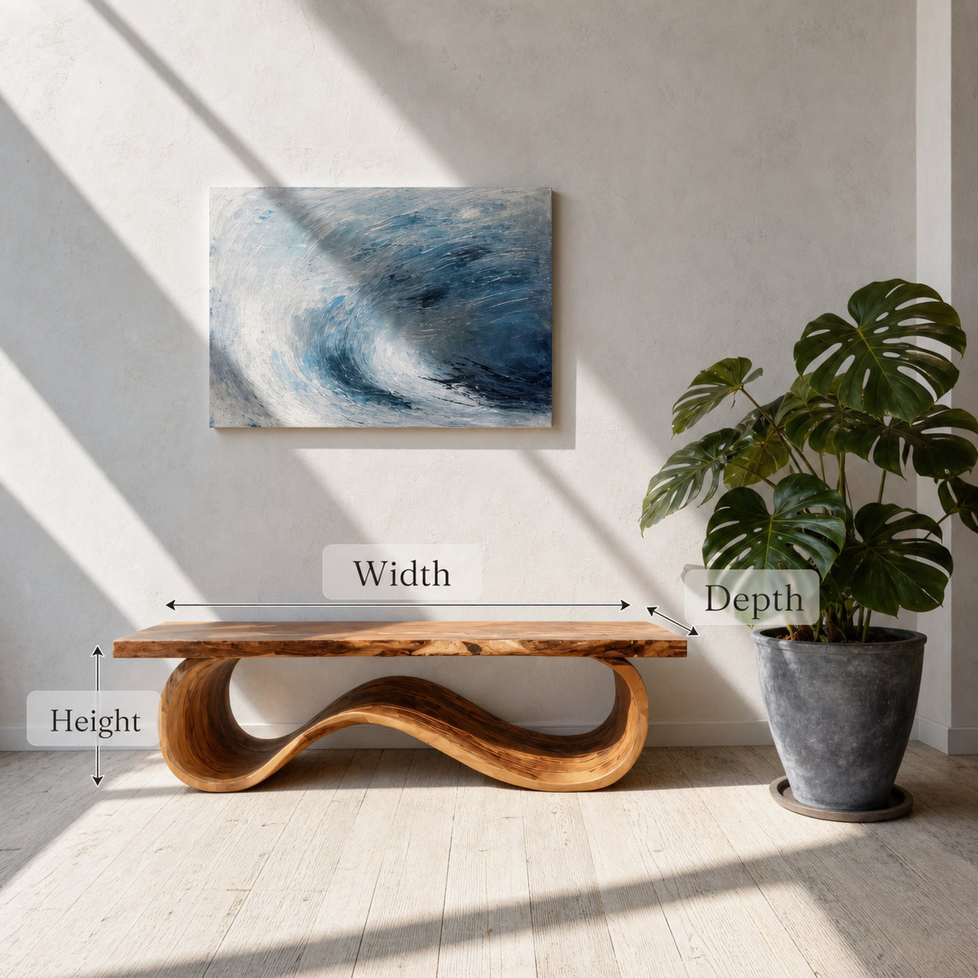 Organic Sculptural Bench For Entryway Decor - product view 8