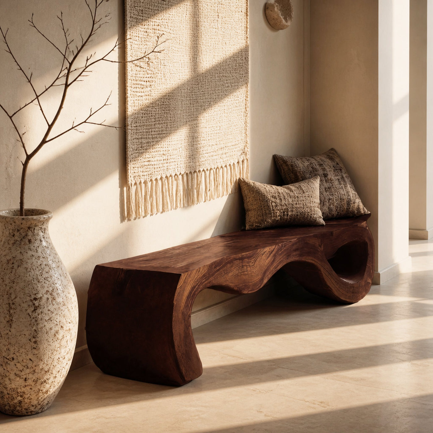 Organic Sculptural Bench For Entryway Or Living Room - product view 7