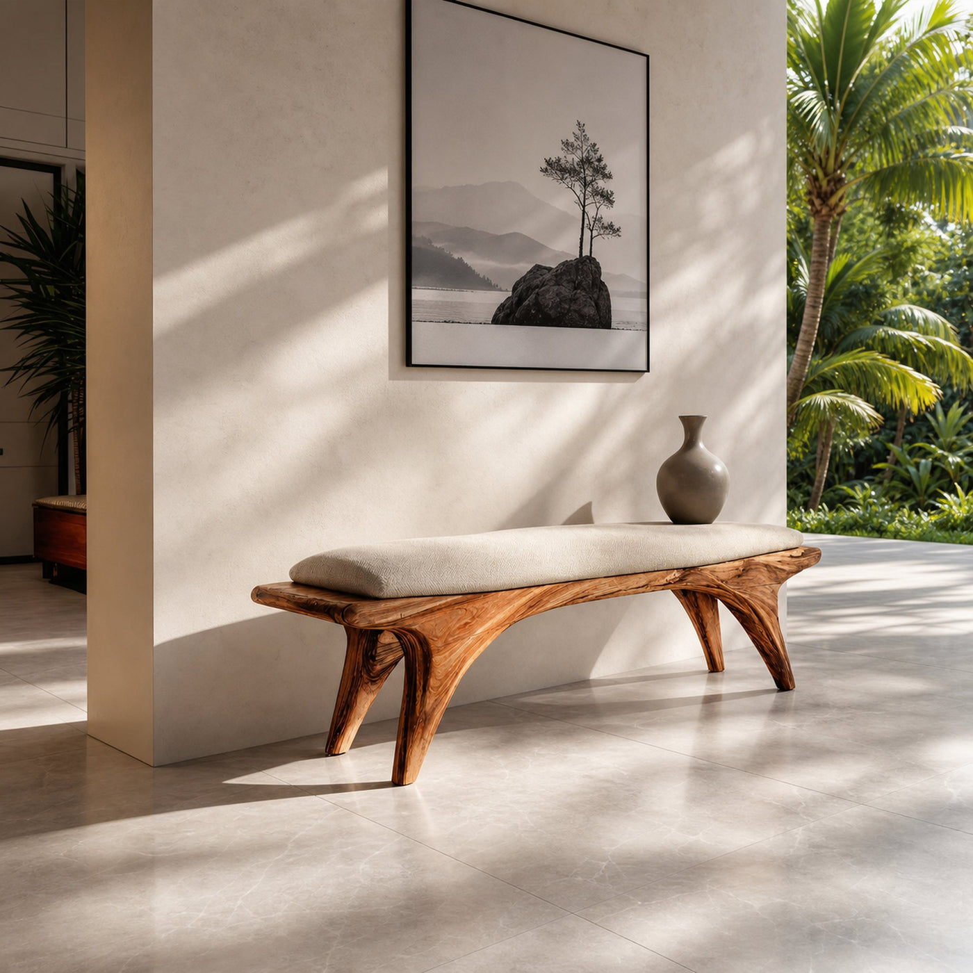 Organic Sculptural Bench For Hallway Furniture