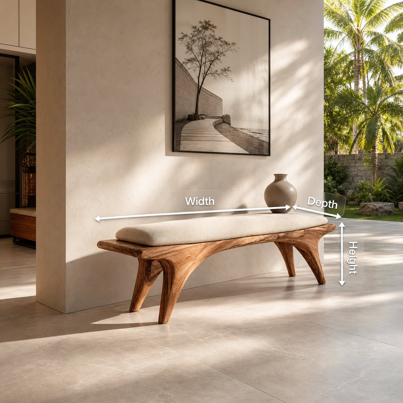 Organic Sculptural Bench For Hallway Furniture - product view 8
