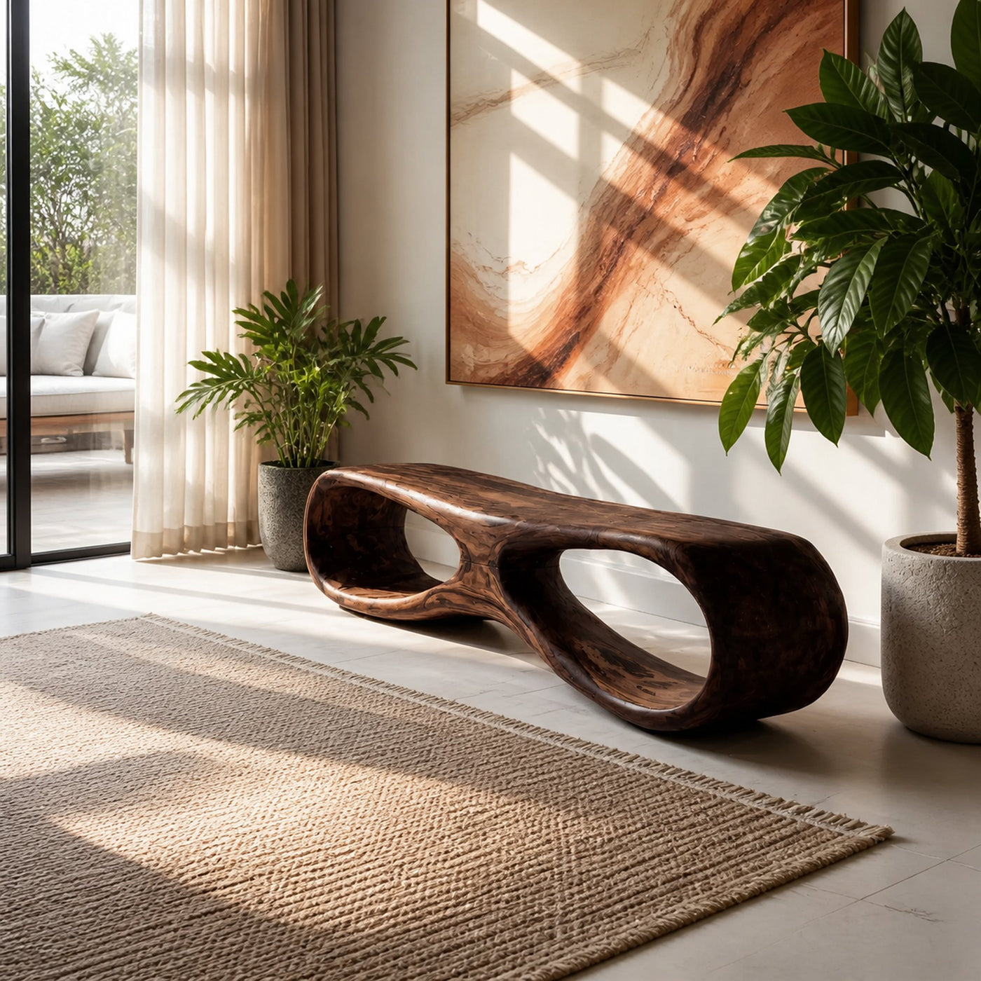 Organic Sculptural Bench For Living Room Decor - product view 7
