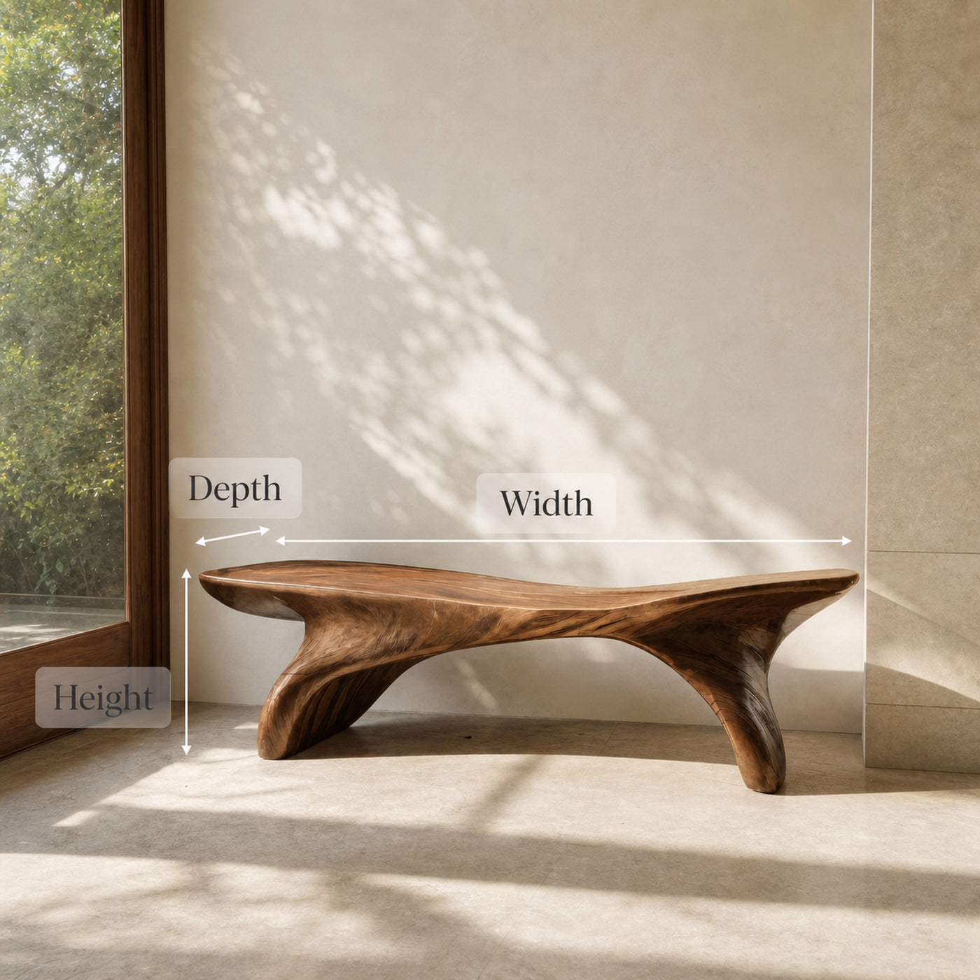 Organic Sculptural Bench With Curved Design For Entryway - product view 8