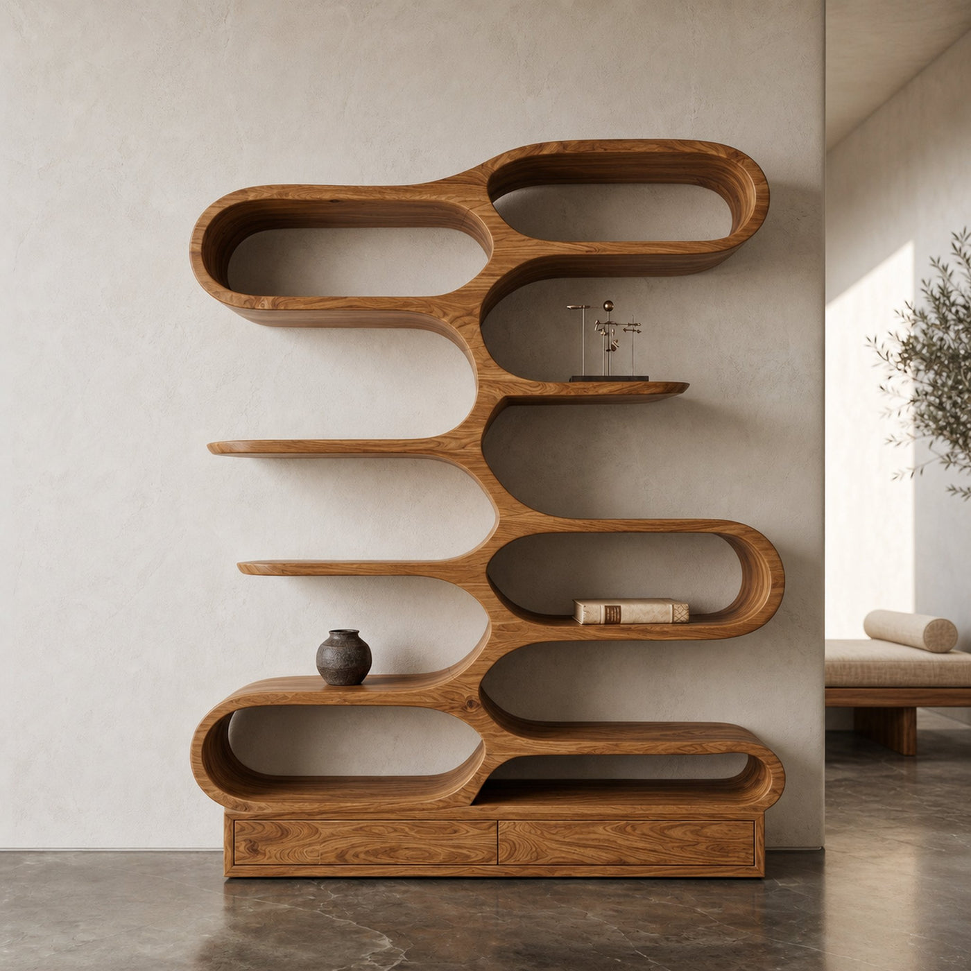 Organic Sculptural Bookcase For Designer Living Room - product view 5