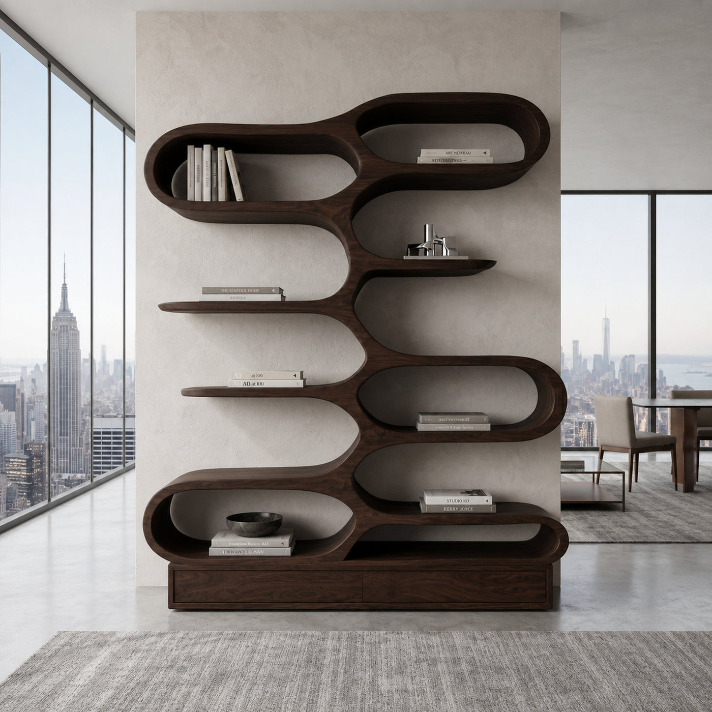 Organic Sculptural Bookcase For Designer Living Room - product view 7