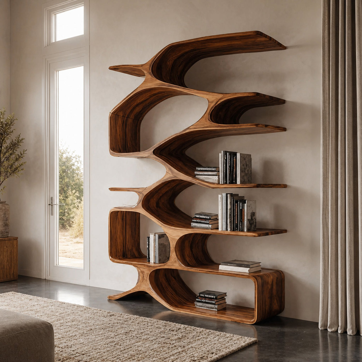 Organic Sculptural Bookshelf For Living Decor