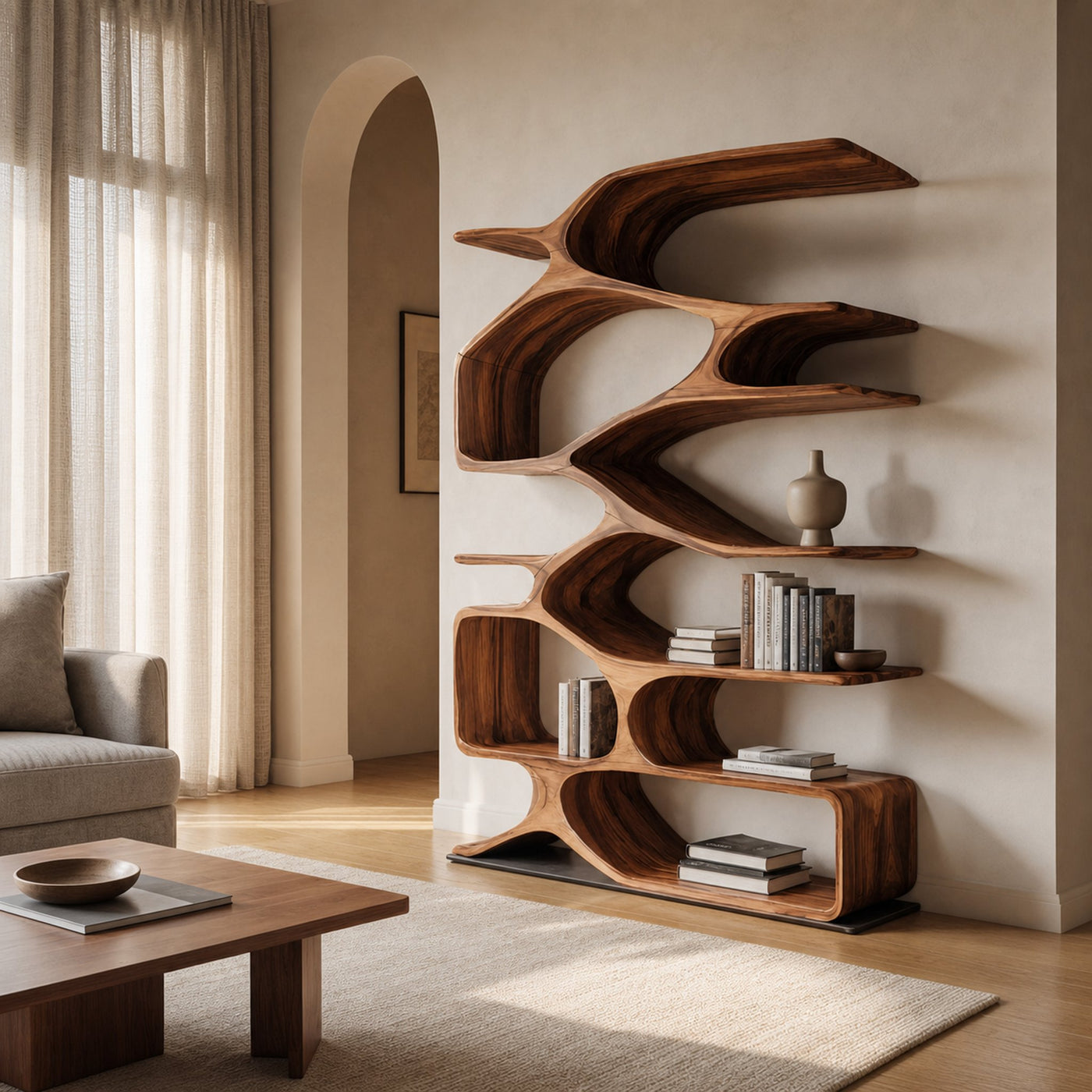 Organic Sculptural Bookshelf For Living Decor - product view 6