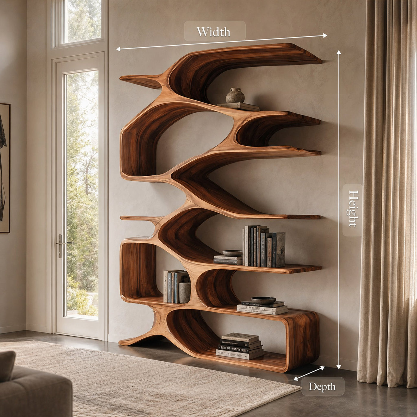 Organic Sculptural Bookshelf For Living Decor - product view 8