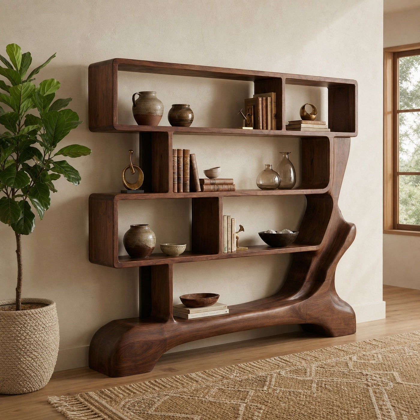 Organic Sculptural Bookshelf For Living Room And Office