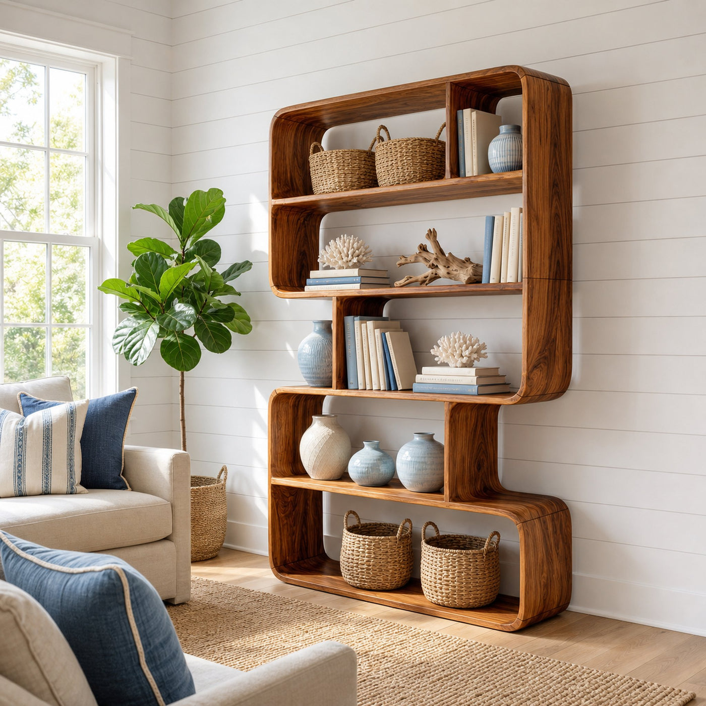 Organic Sculptural Bookshelf For Living Storage Display