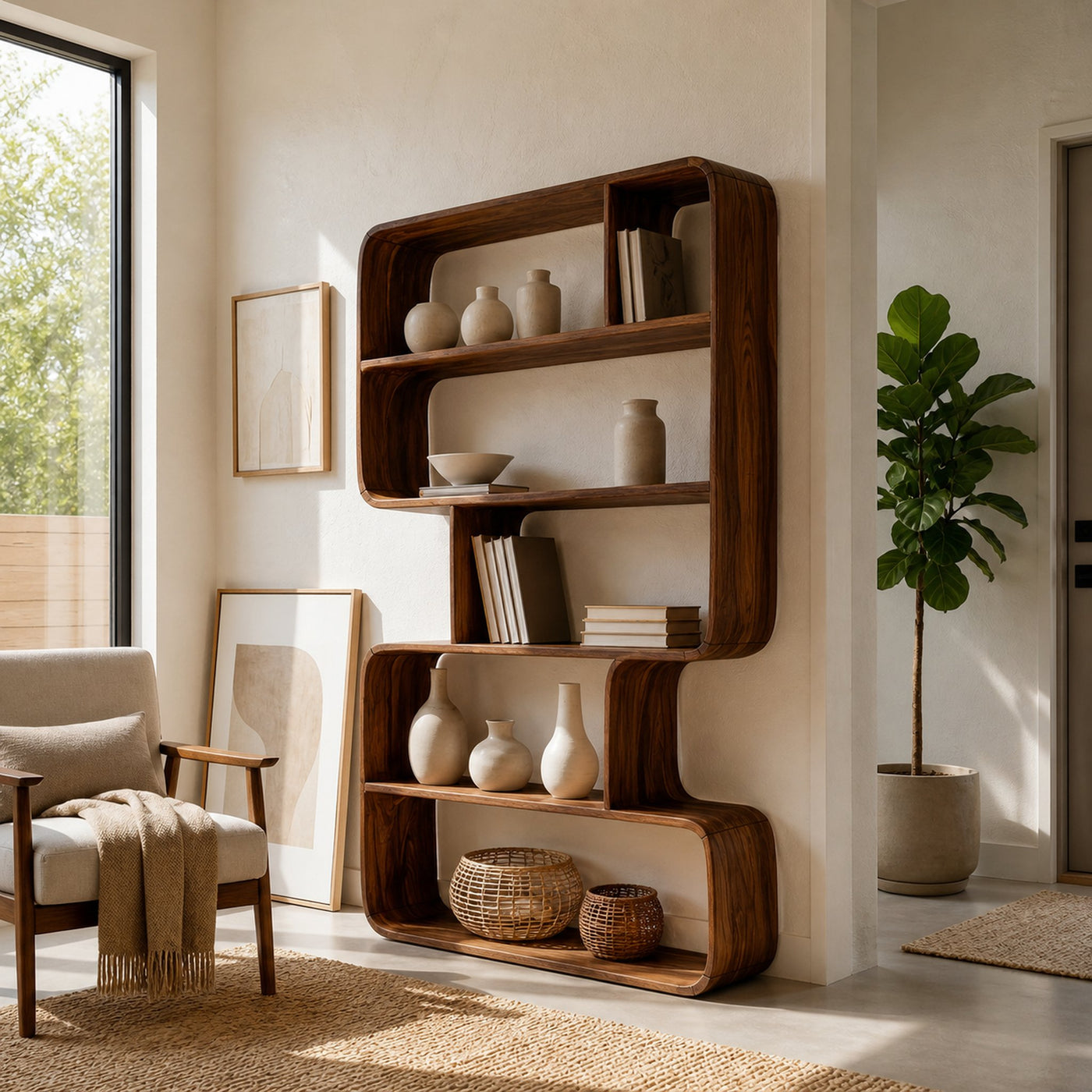 Organic Sculptural Bookshelf For Living Storage Display - product view 7