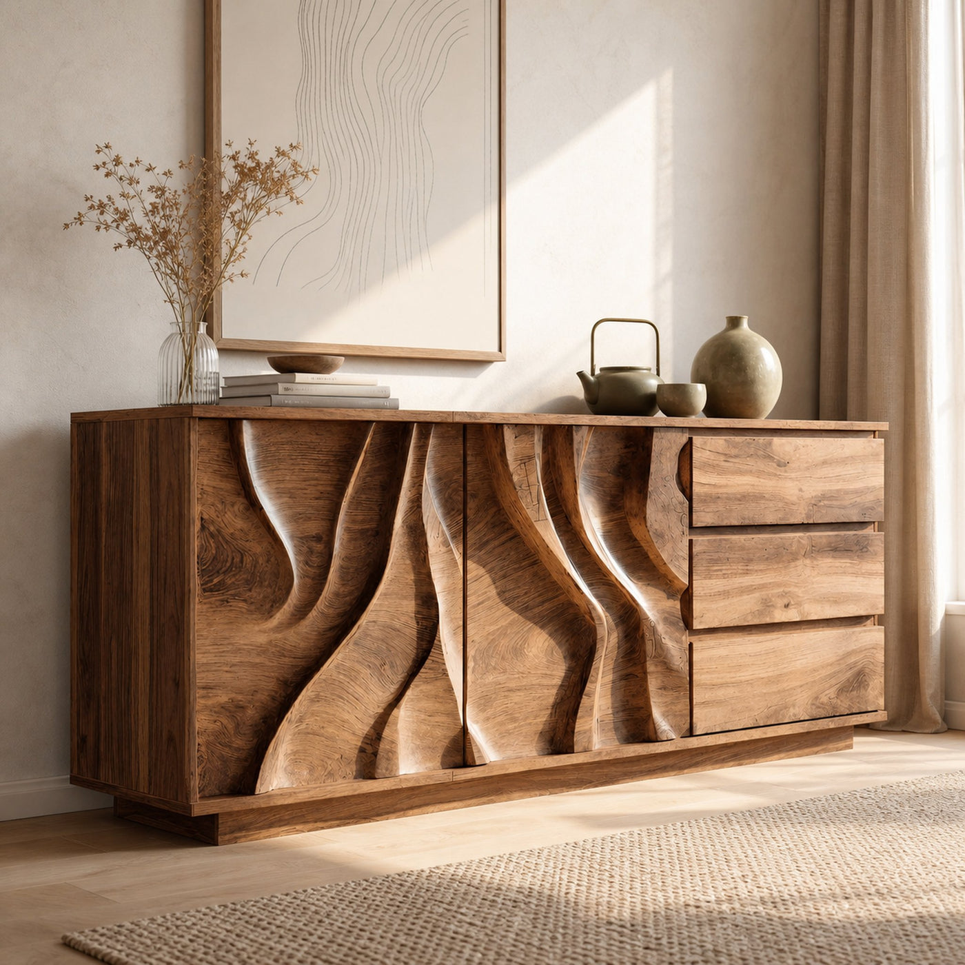 Organic Sculptural Sideboard For Living Room Or Bedroom