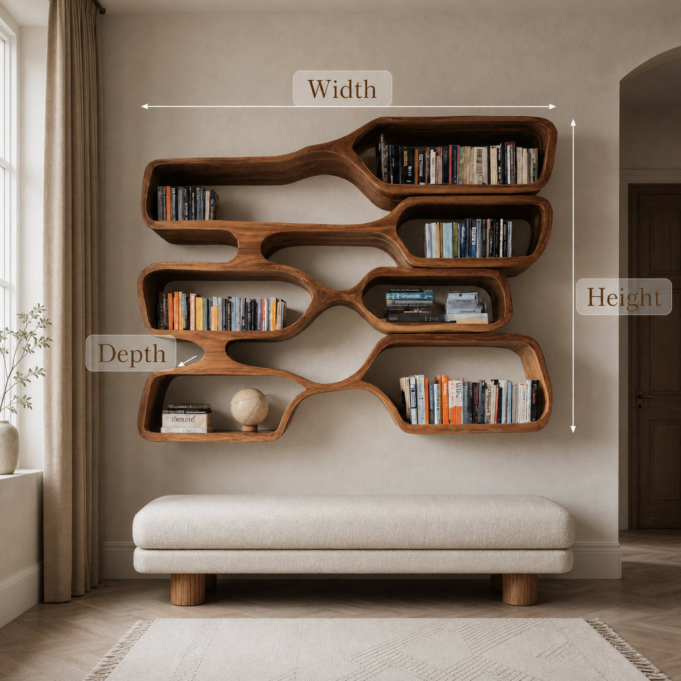 Organic Sculptural Wall Bookcase For Living Room - product view 6