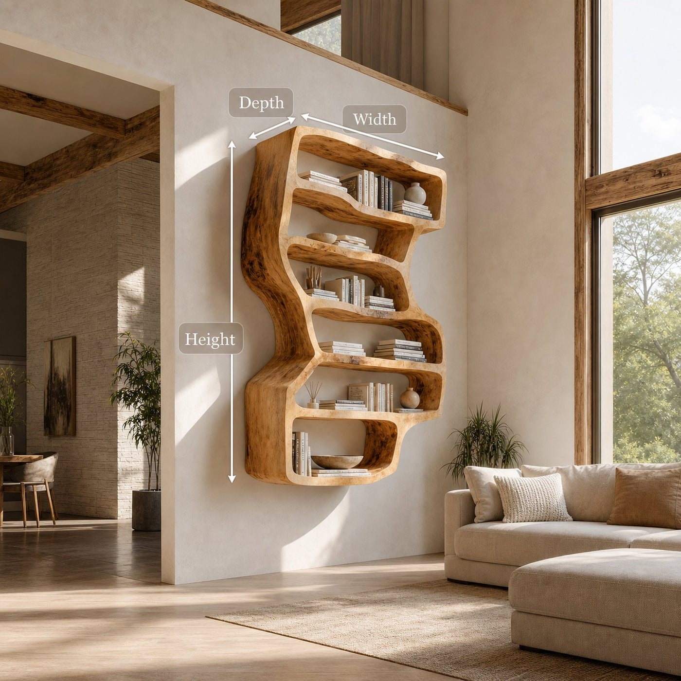 Organic Sculptural Wall Bookcase For Living Room Decor - product view 8