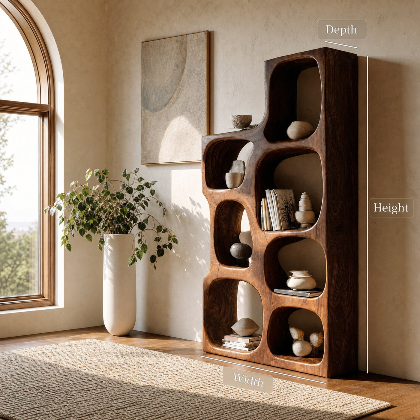 Organic Sculptural Wooden Bookshelf For Modern Living Room - product view 7