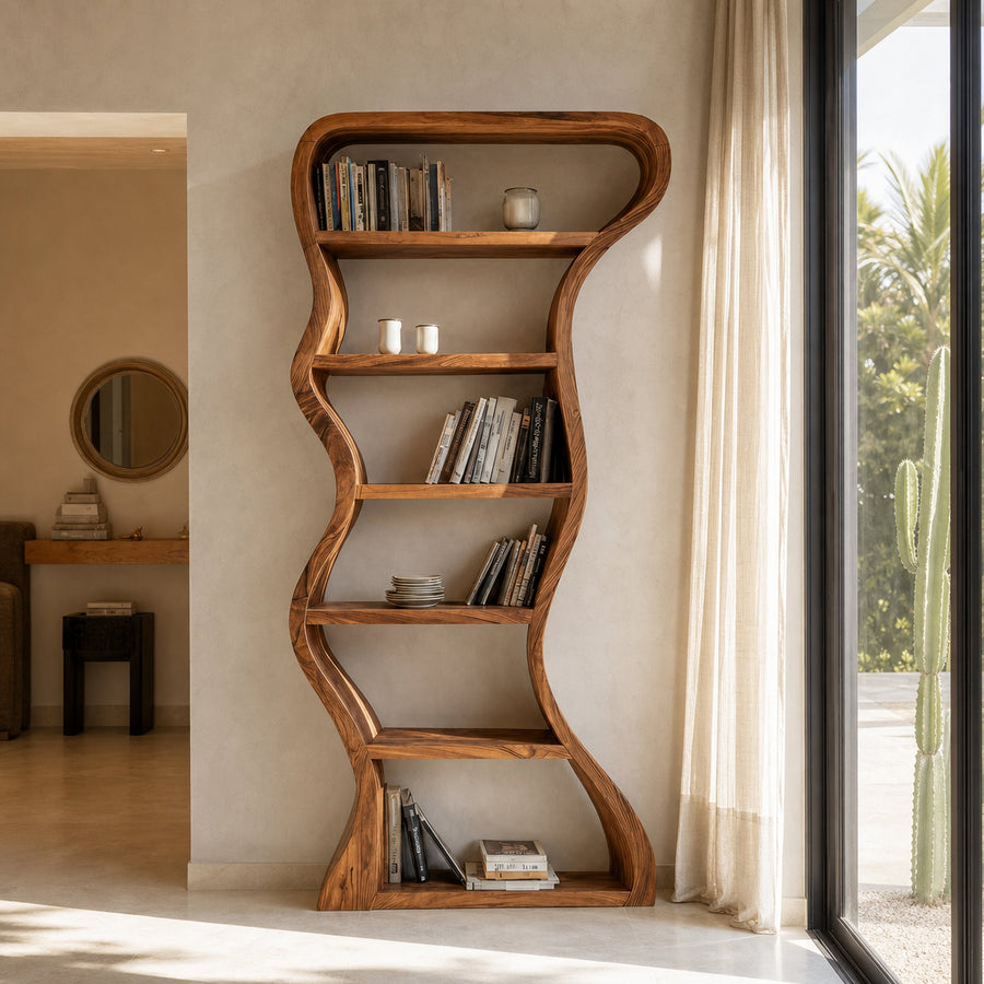 Organic Sculpture Wavy Bookshelf For Living Room Or Office Furniture