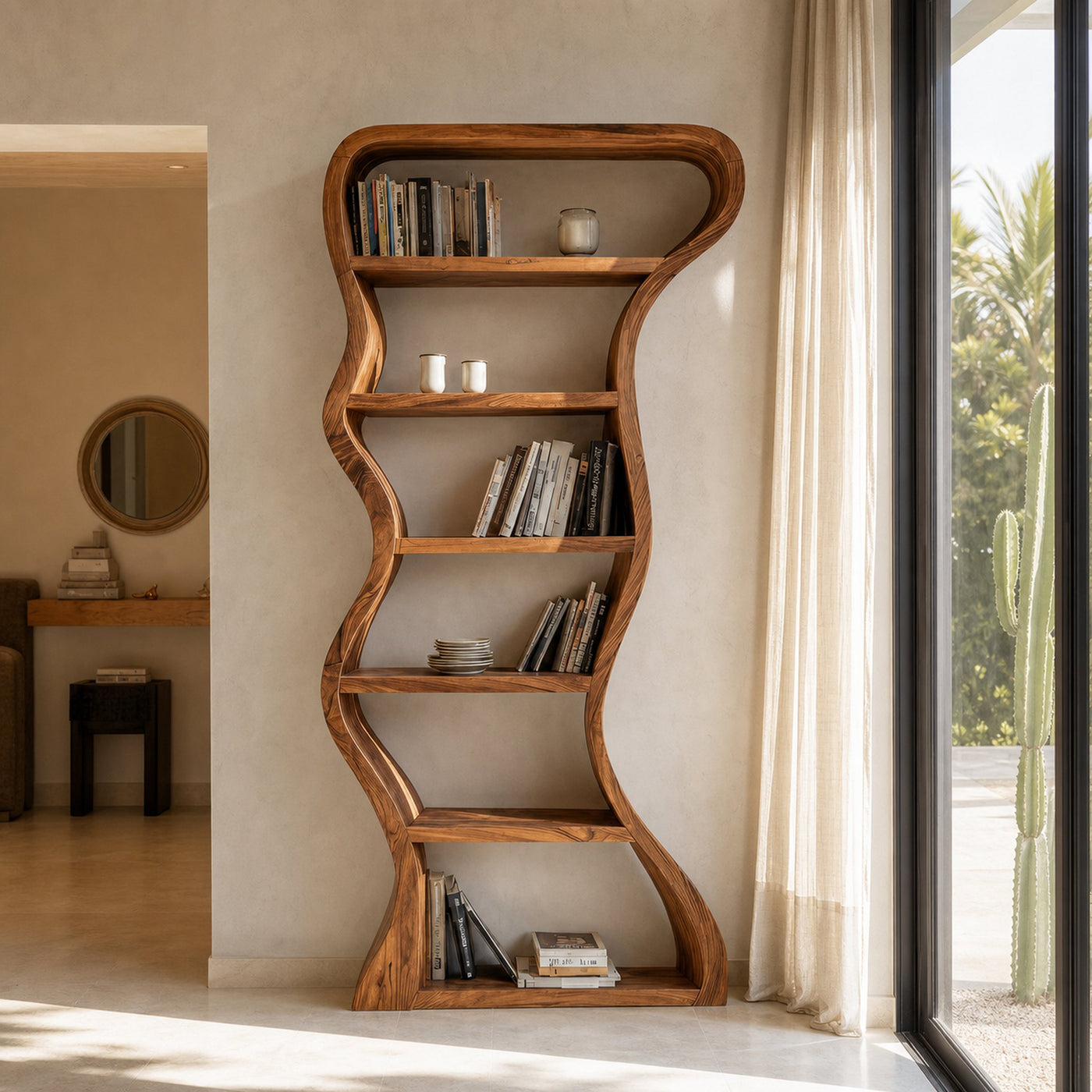Organic Sculpture Wavy Bookshelf For Living Room Or Office Furniture