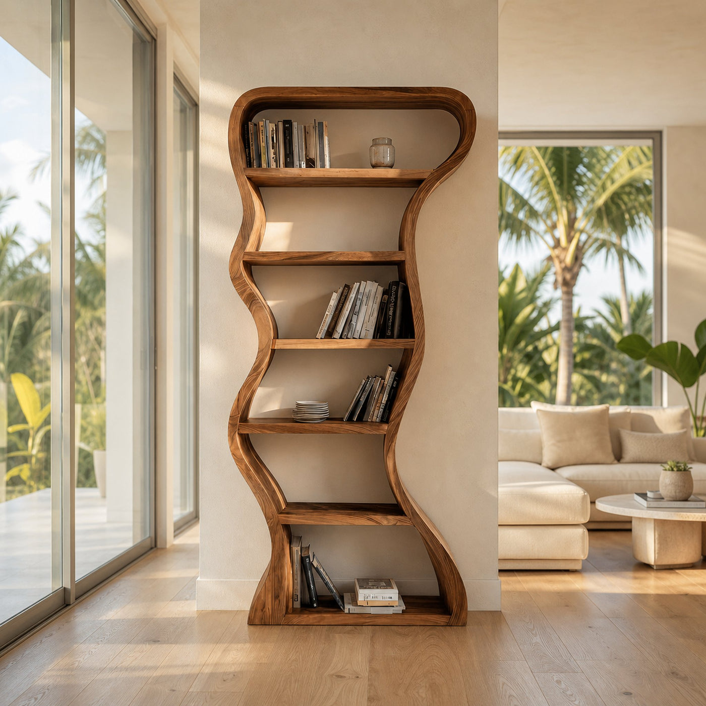 Organic Sculpture Wavy Bookshelf For Living Room Or Office Furniture - product view 6