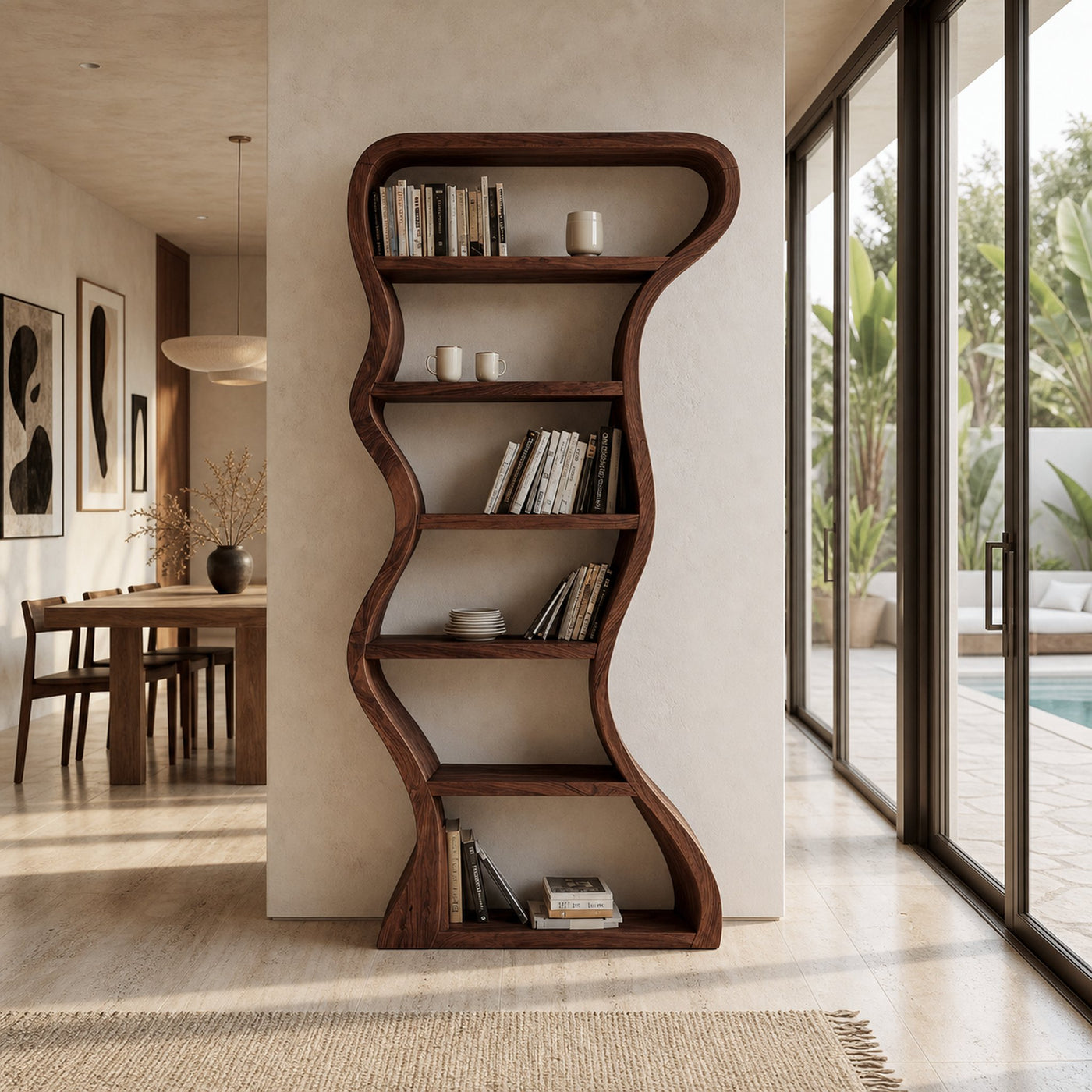 Organic Sculpture Wavy Bookshelf For Living Room Or Office Furniture - product view 7