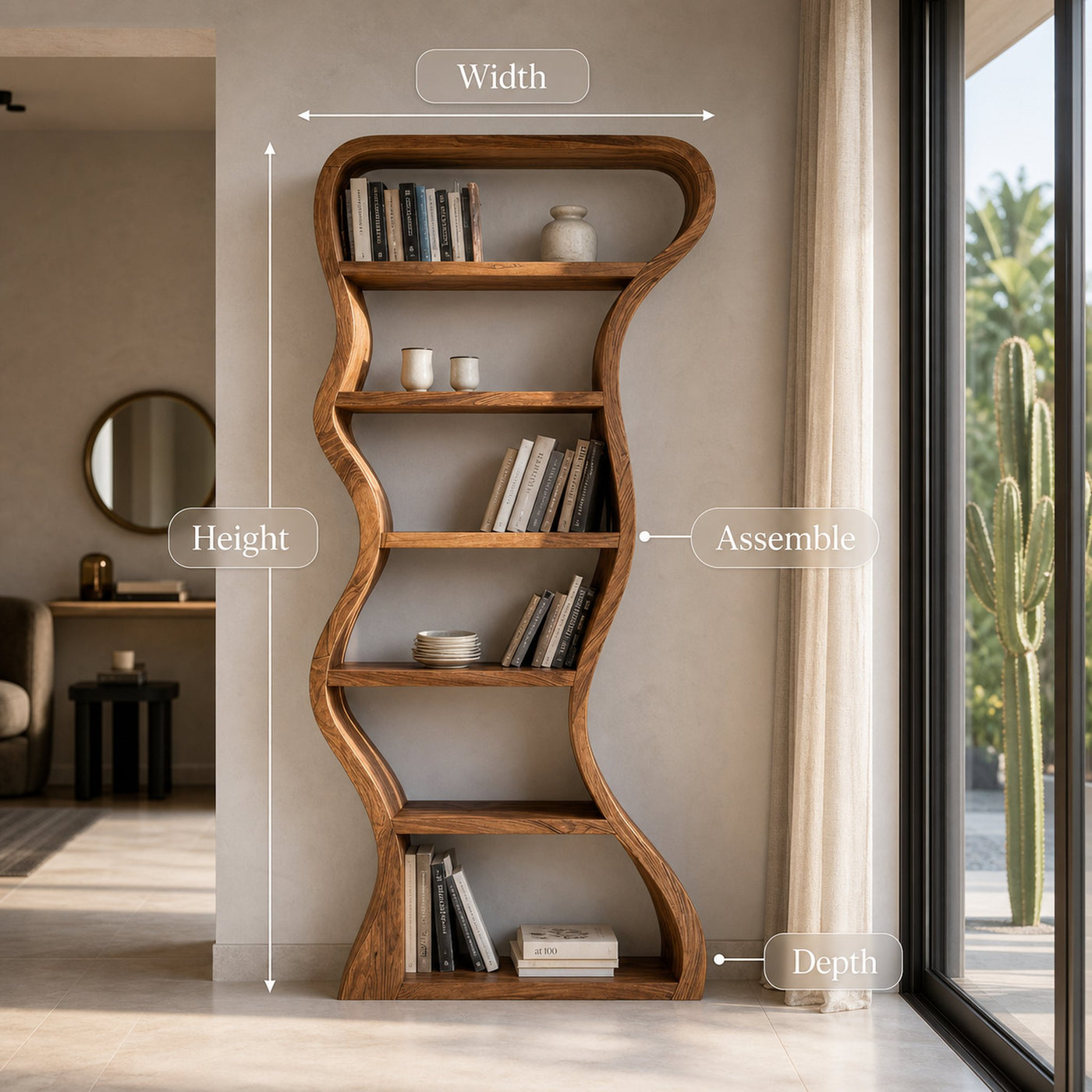Organic Sculpture Wavy Bookshelf For Living Room Or Office Furniture - product view 8