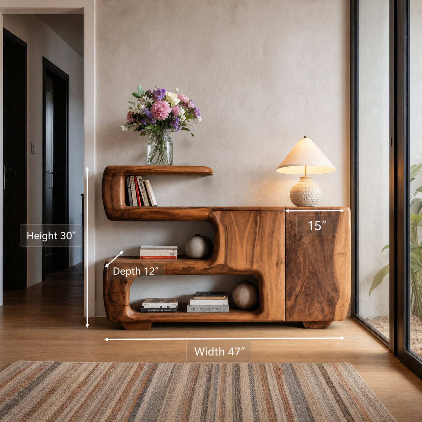 Organic Sideboard With Shelves And Cabinet For Living Room - product view 8