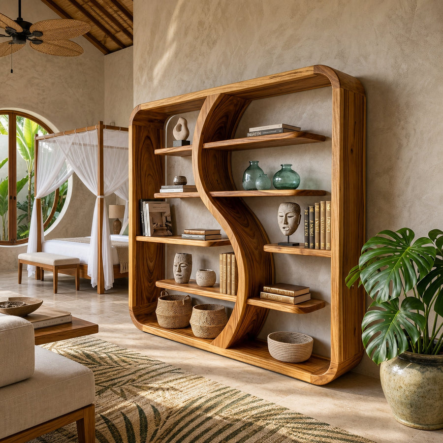 Organic Solid Wood Bookcase For Nature Inspired Homes