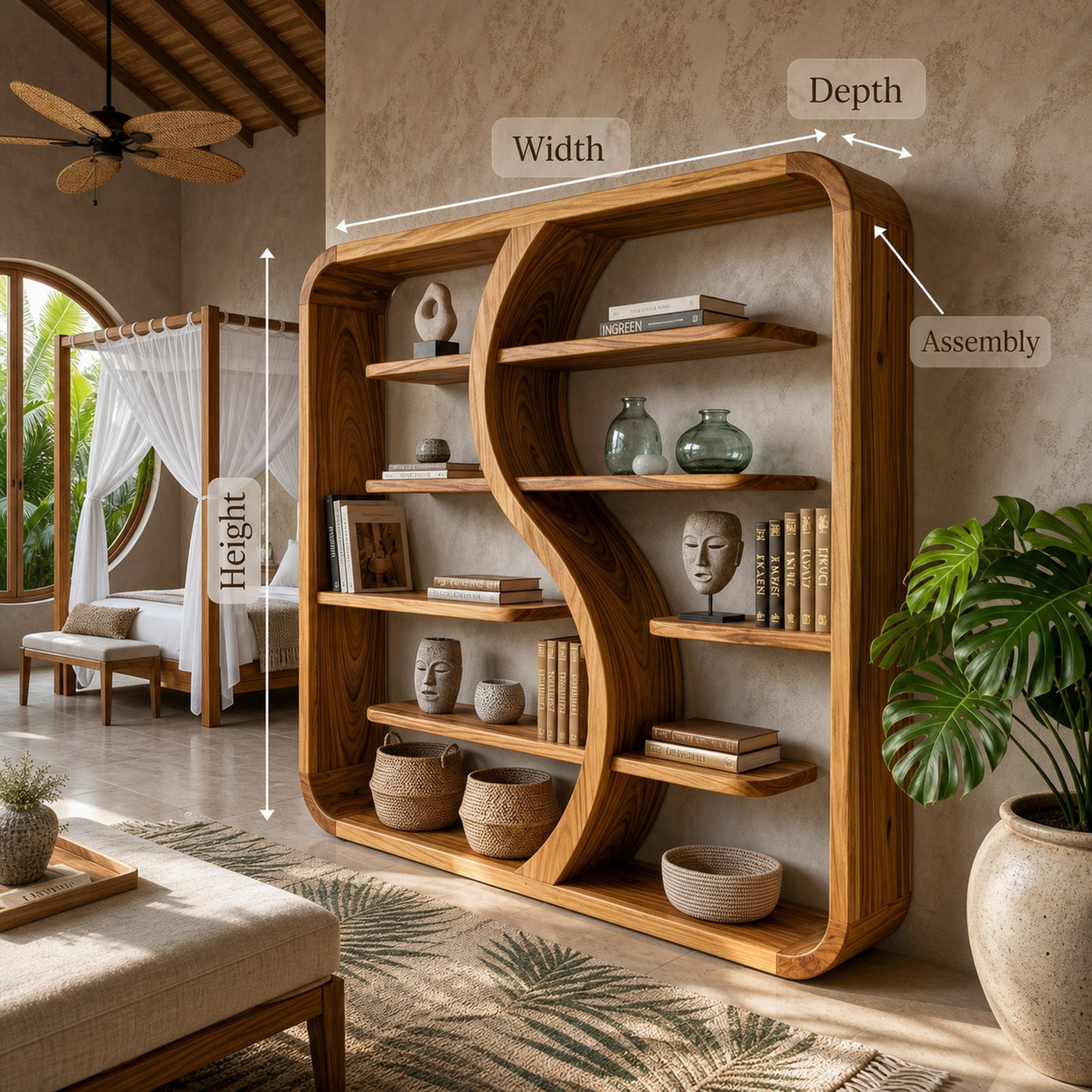 Organic Solid Wood Bookcase For Nature Inspired Homes - product view 8