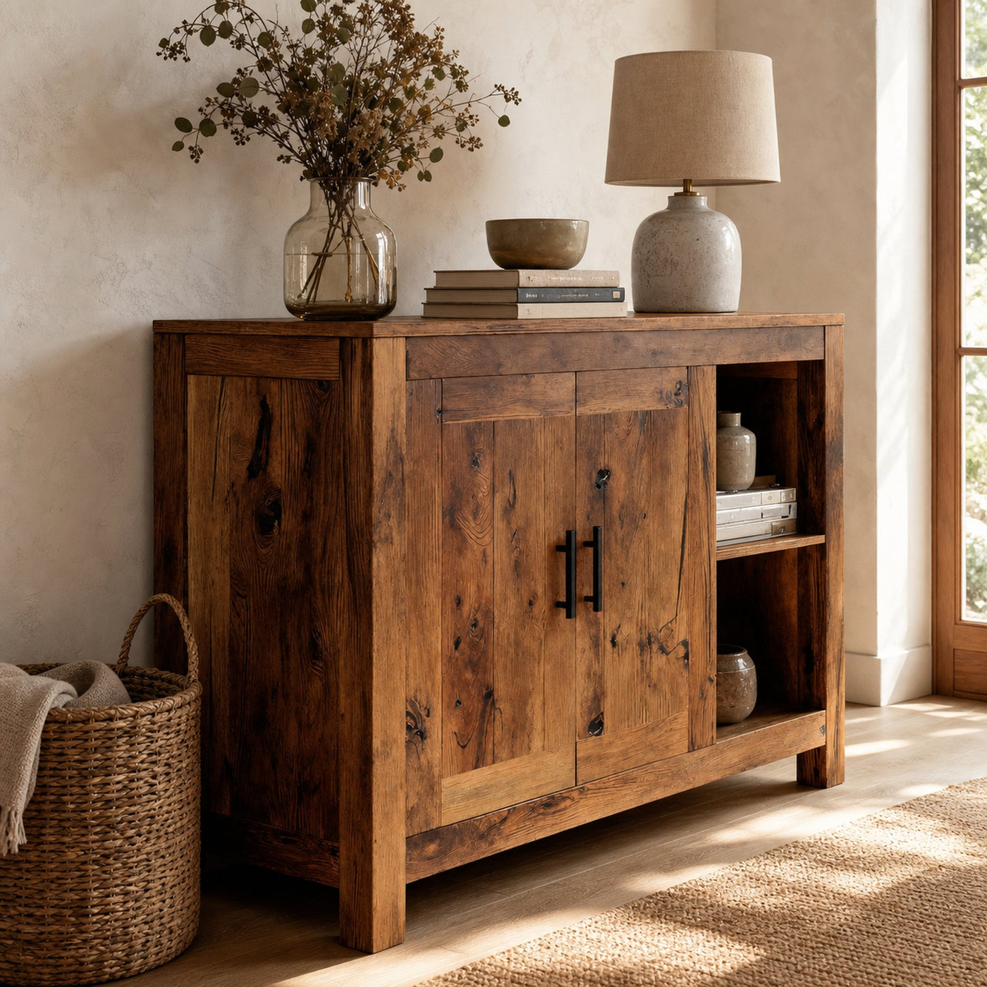 Organic Storage Cabinet With Drawers And Shelf For Living - product view 2