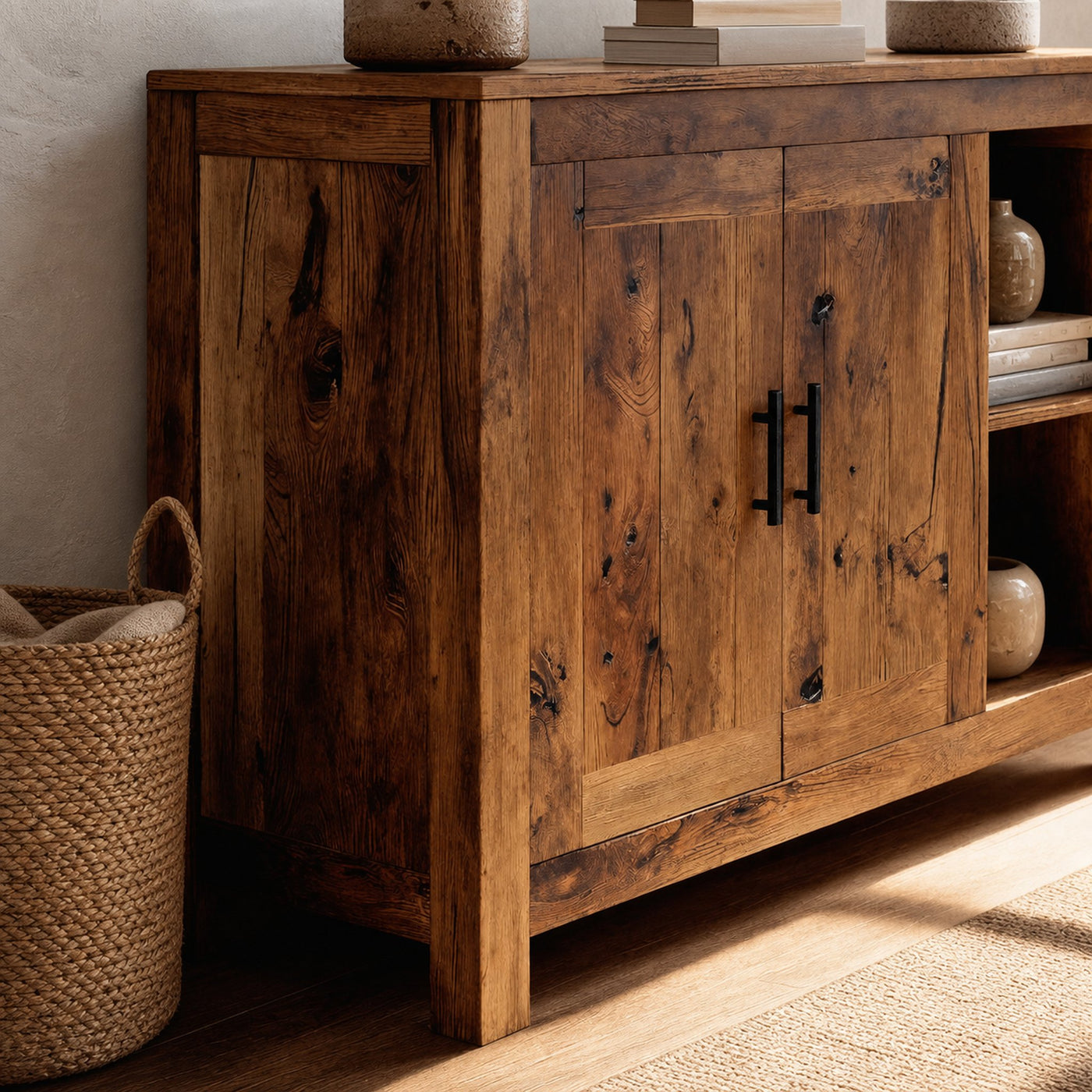 Organic Storage Cabinet With Drawers And Shelf For Living - product view 4