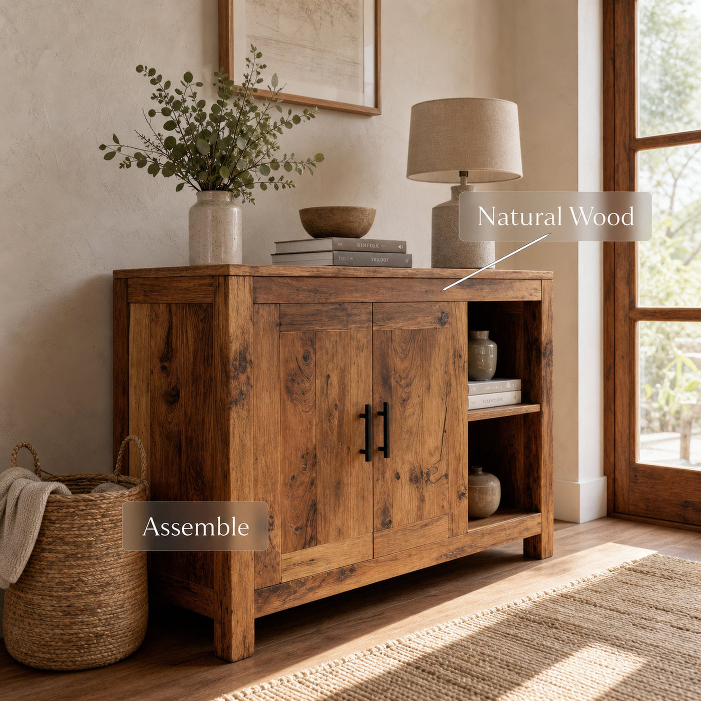 Organic Storage Cabinet With Drawers And Shelf For Living - product view 5
