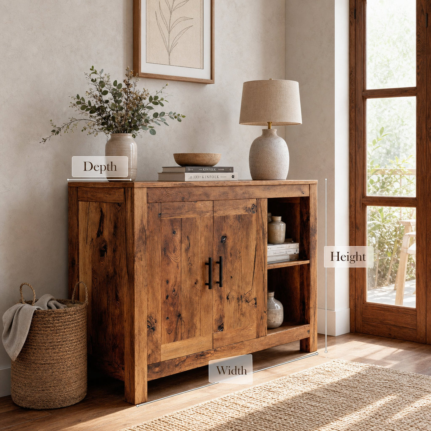 Organic Storage Cabinet With Drawers And Shelf For Living - product view 6