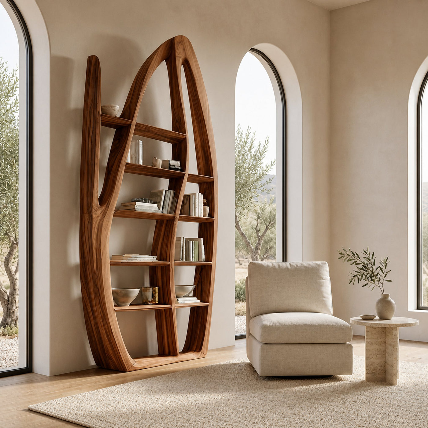 Organic Style Sculptural Wooden Bookshelf For Living Room - product view 6