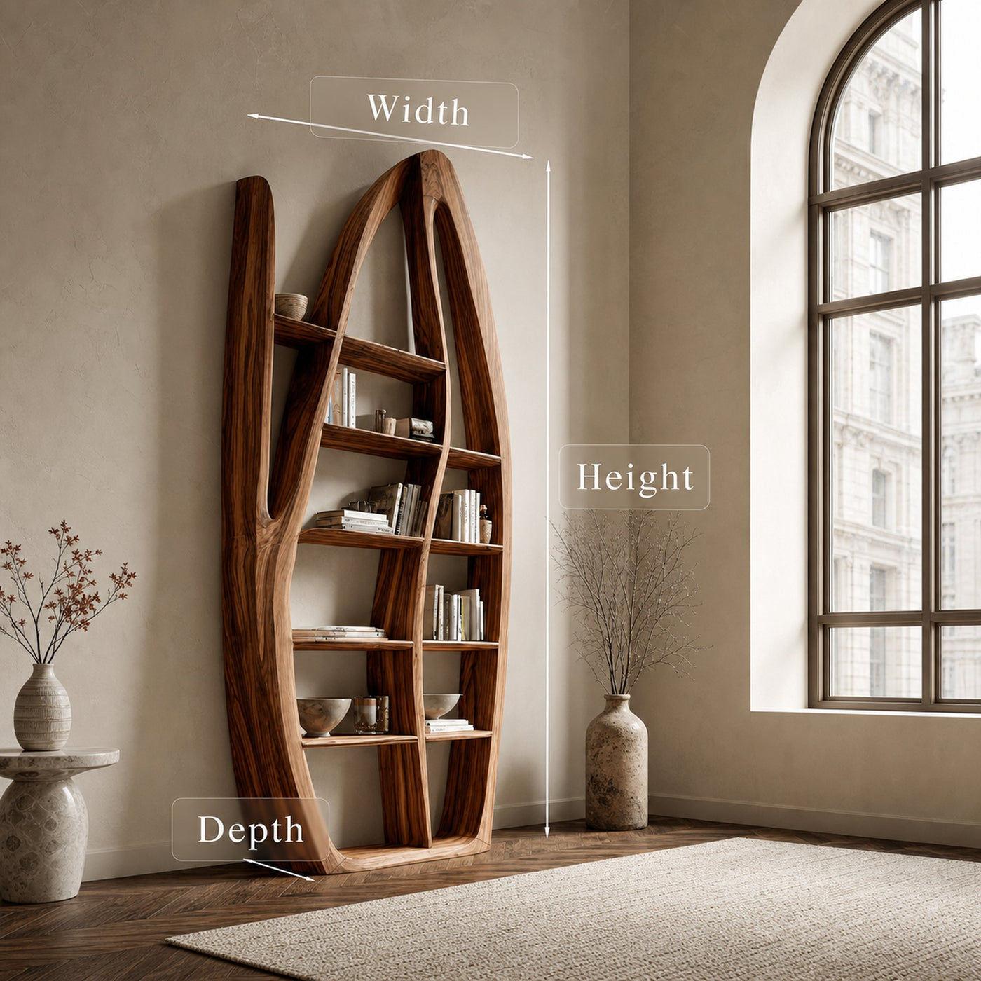 Organic Style Sculptural Wooden Bookshelf For Living Room - product view 8