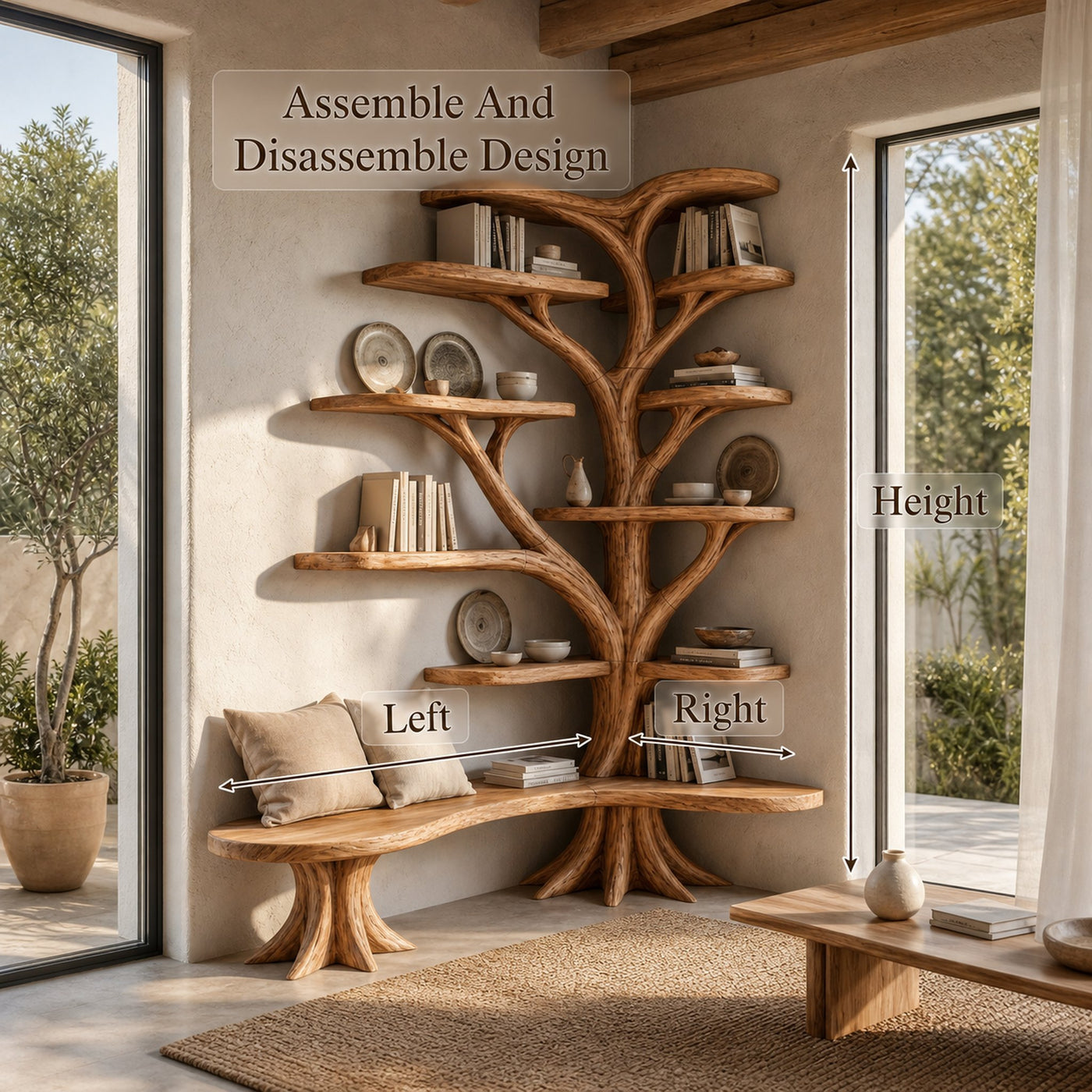 Organic Tree Bookshelf With Sculptural Branch Design And Multi Tier Display Shelves For Living Room - product view 8