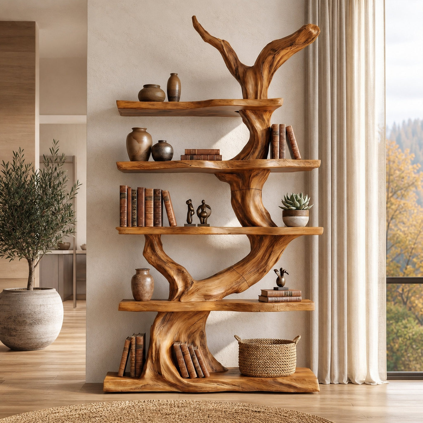 Organic Tree Bookshelf With Sculptural Branch Design And Open Display Shelves For Living Room - product view 6