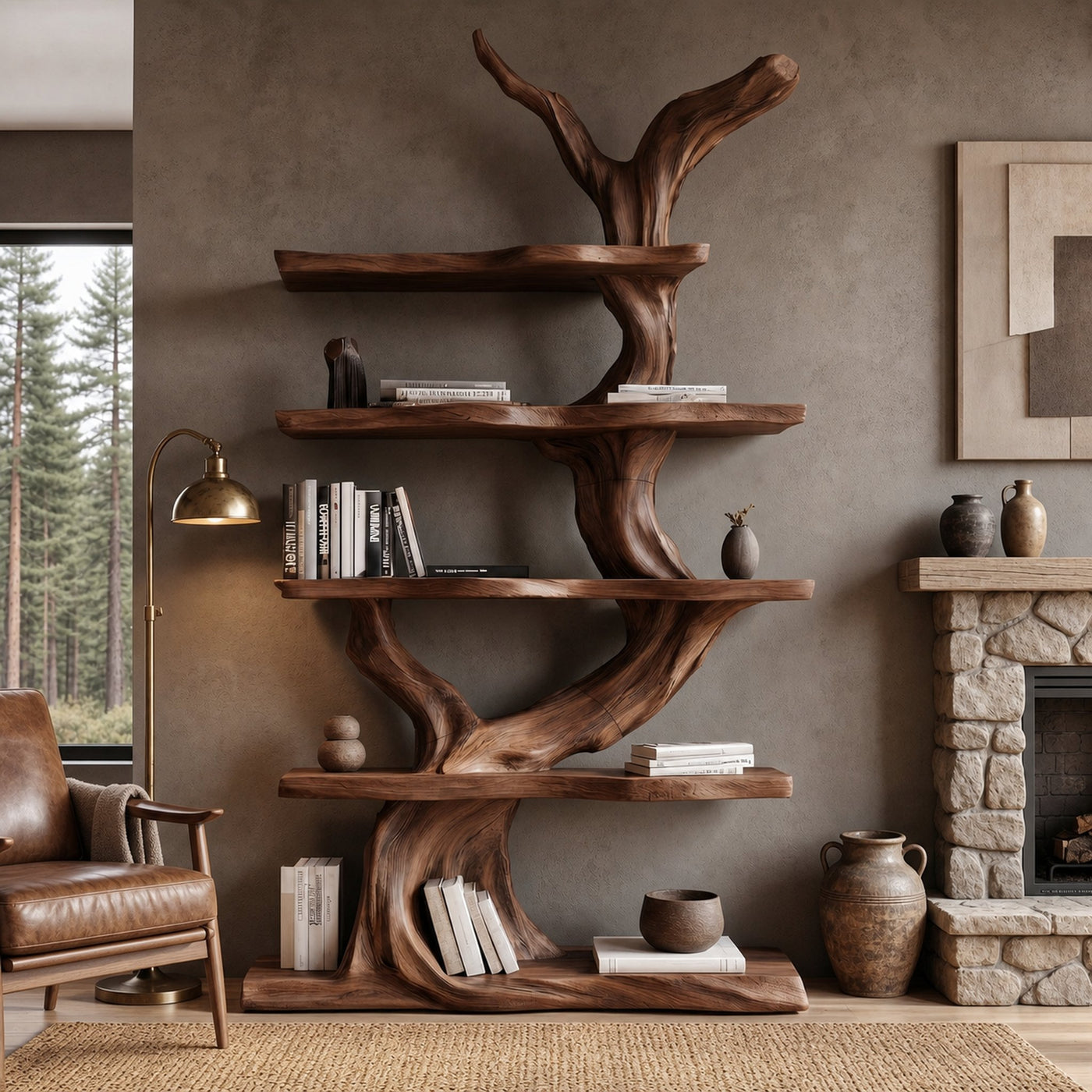 Organic Tree Bookshelf With Sculptural Branch Design And Open Display Shelves For Living Room - product view 7