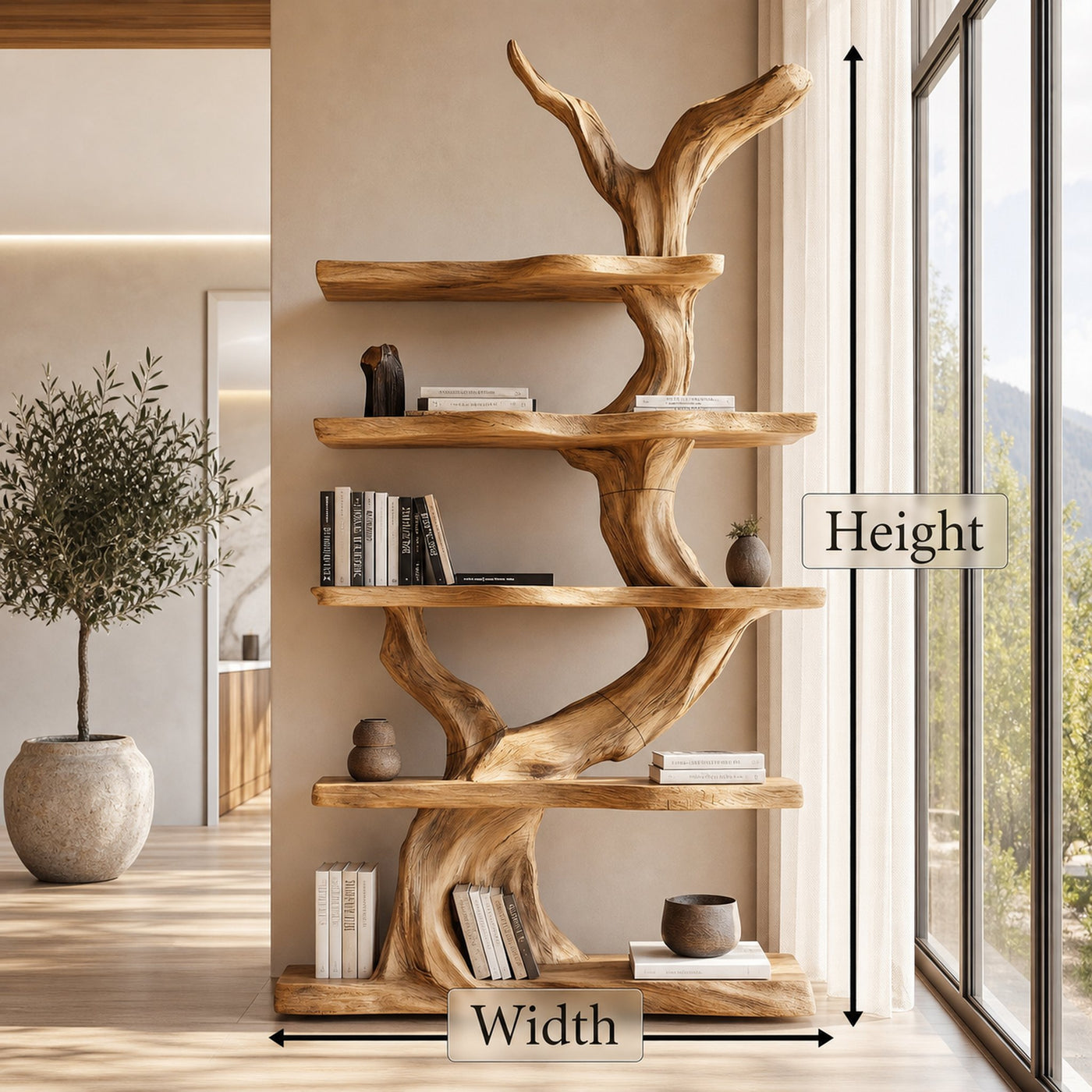 Organic Tree Bookshelf With Sculptural Branch Design And Open Display Shelves For Living Room - product view 8