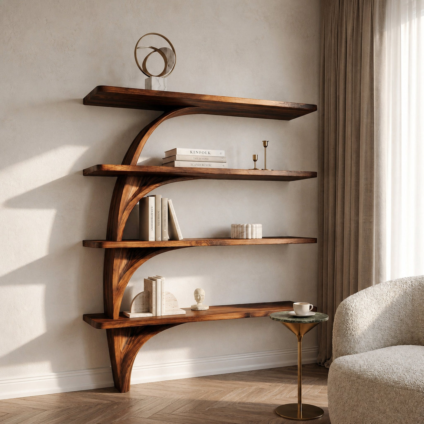 Organic Tree From Wood Floating Bookshelf For Home Display - product view 6