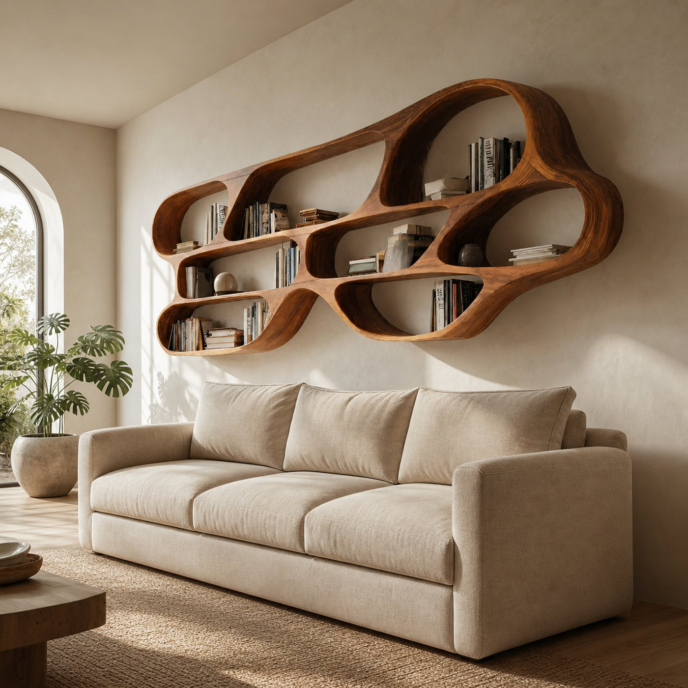 Organic Wall Bookcase For Bedroom Interior Design - product view 6