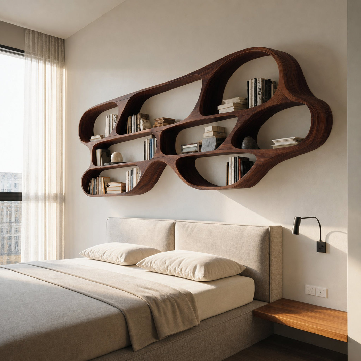 Organic Wall Bookcase For Bedroom Interior Design - product view 7