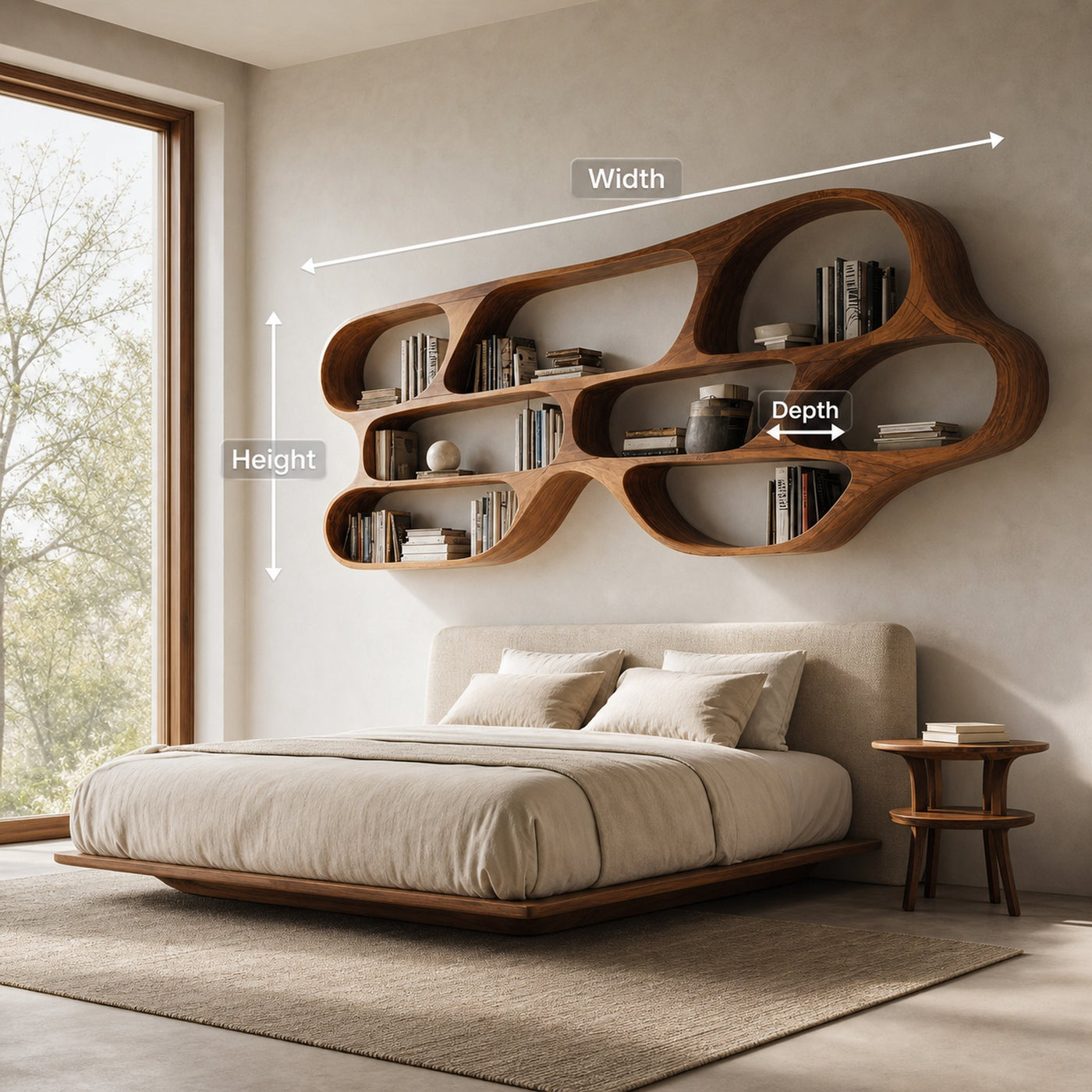 Organic Wall Bookcase For Bedroom Interior Design - product view 8