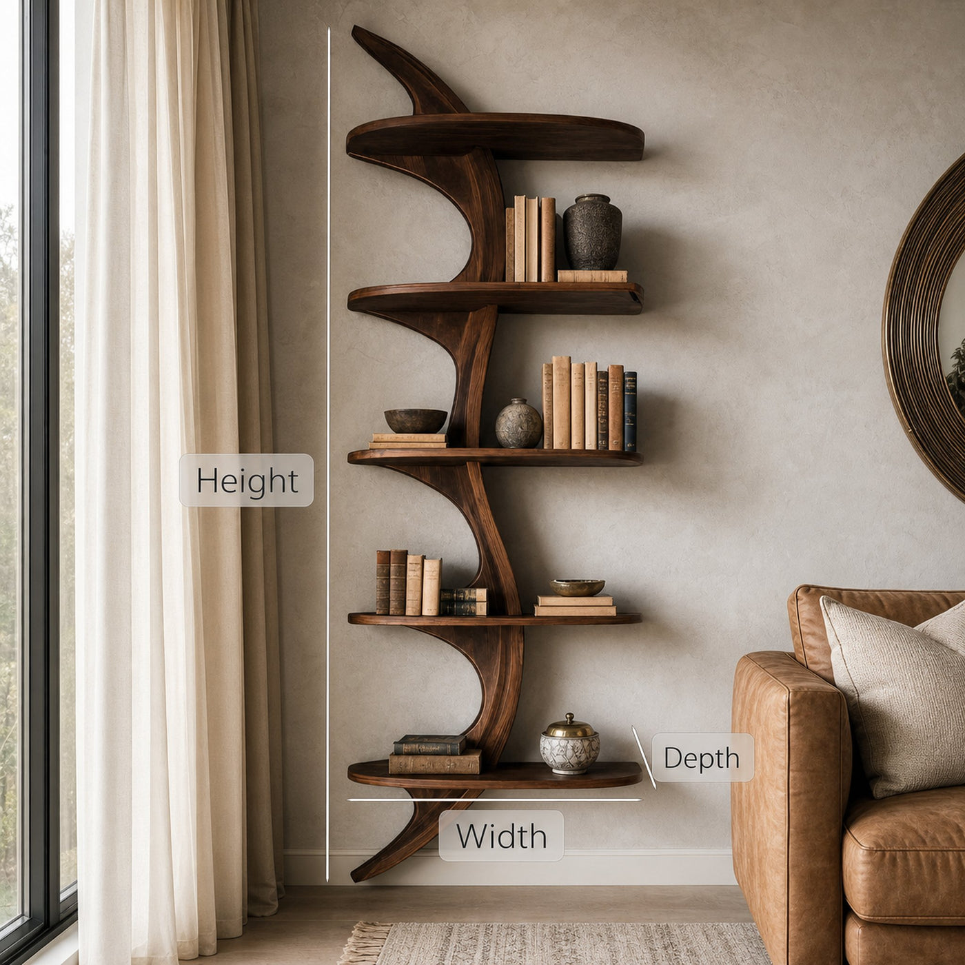 Organic Wall Bookshelf For Living Room Or Bedroom - product view 6