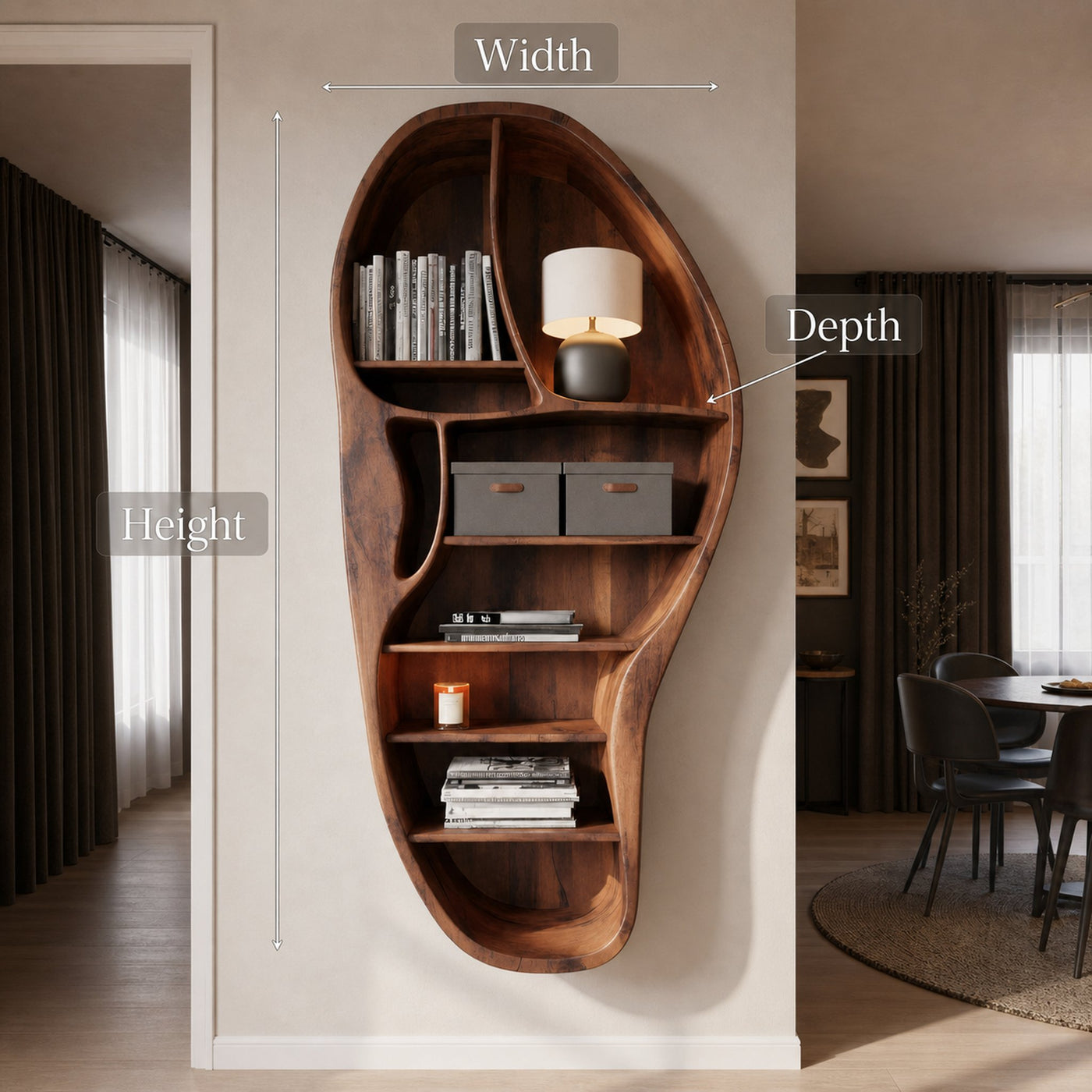 Organic Wall Bookshelf With Sculptural Design For Living Room Or Office - product view 6