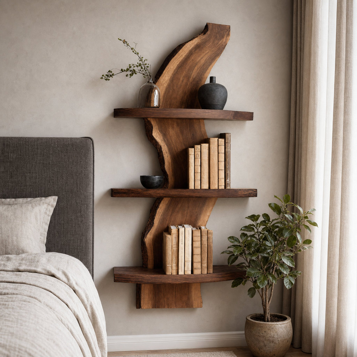 Organic Wall Curved Bookshelf For Bedroom Or Home Decor