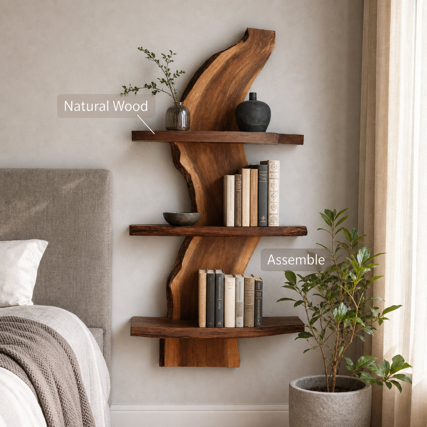 Organic Wall Curved Bookshelf For Bedroom Or Home Decor - product view 5