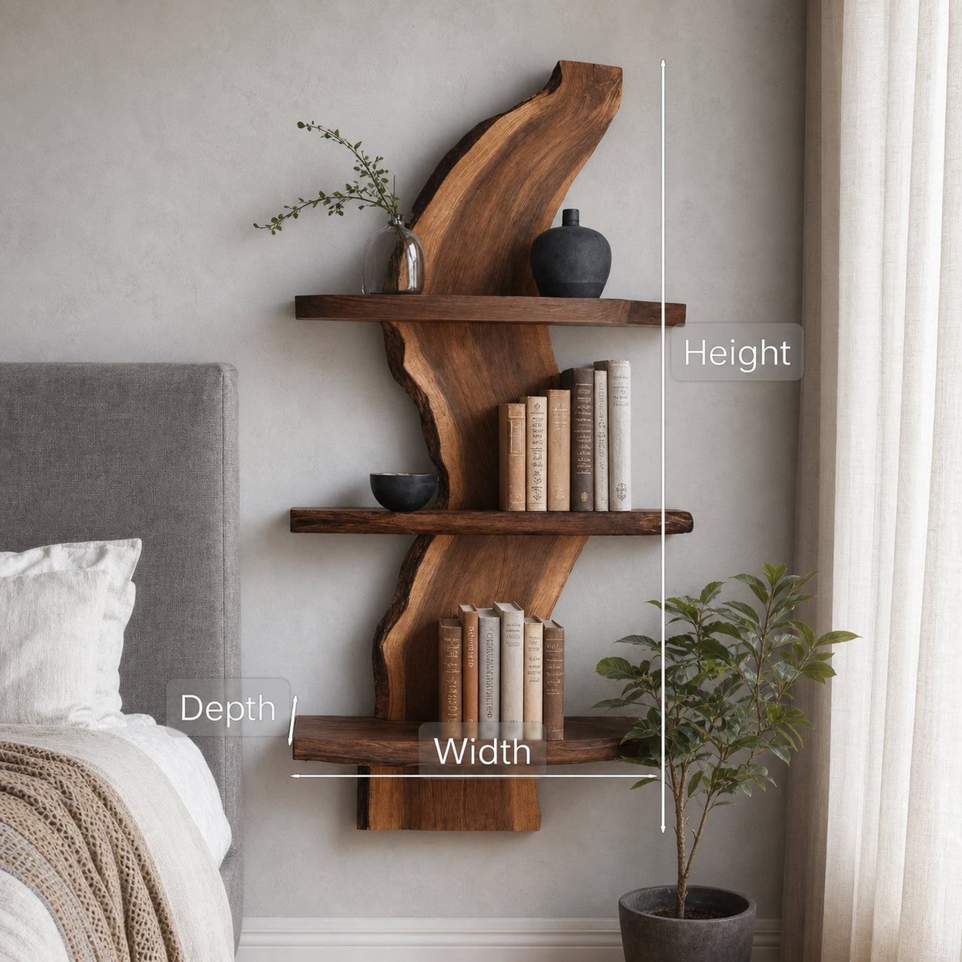 Organic Wall Curved Bookshelf For Bedroom Or Home Decor - product view 6