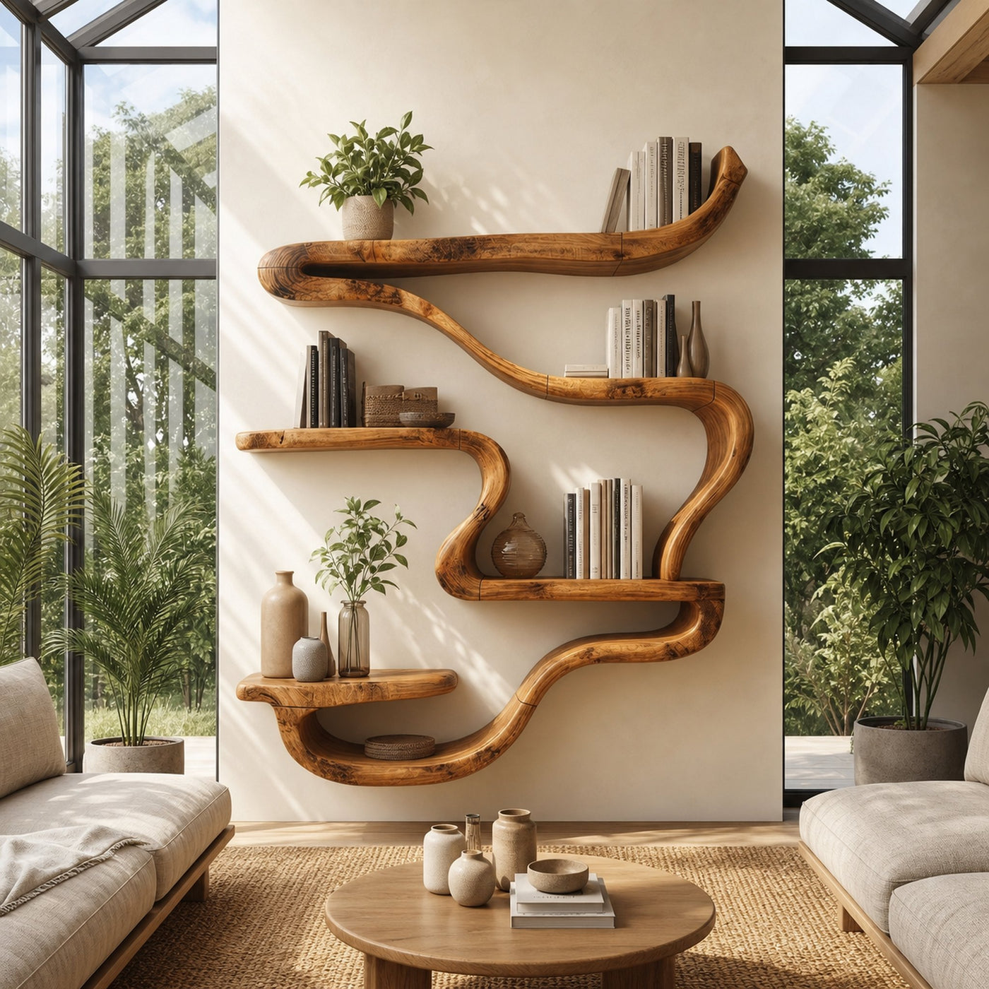 Organic Wall Mounted Bookshelf For Living Room And Reading Room - product view 6