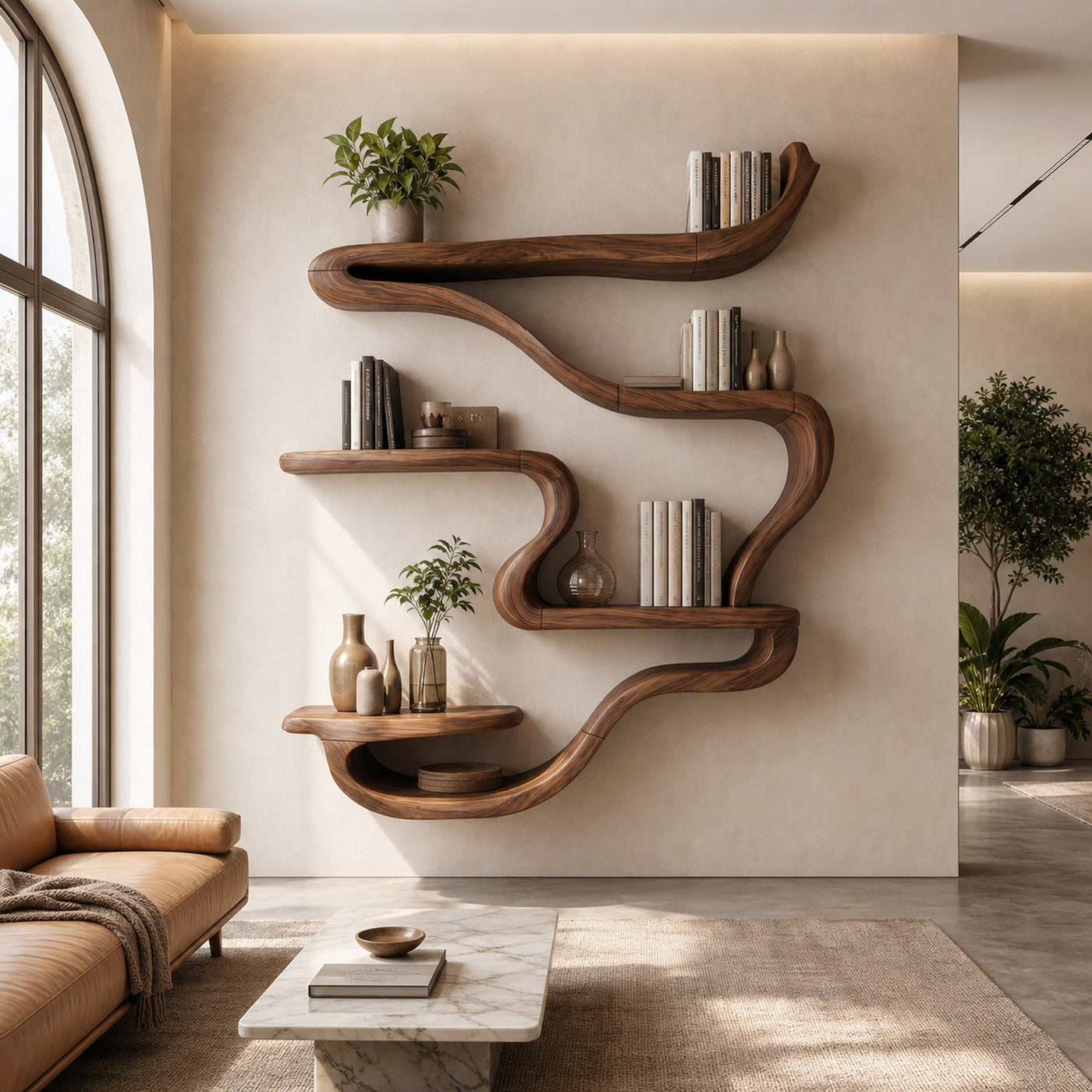 Organic Wall Mounted Bookshelf For Living Room And Reading Room - product view 7