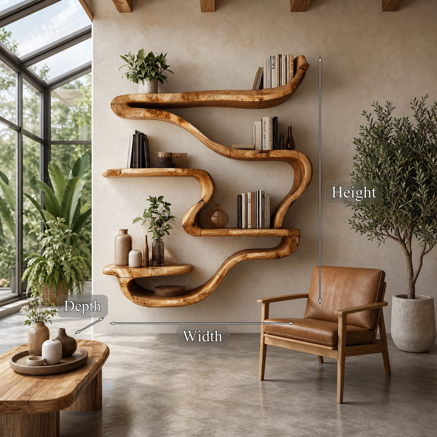 Organic Wall Mounted Bookshelf For Living Room And Reading Room - product view 8