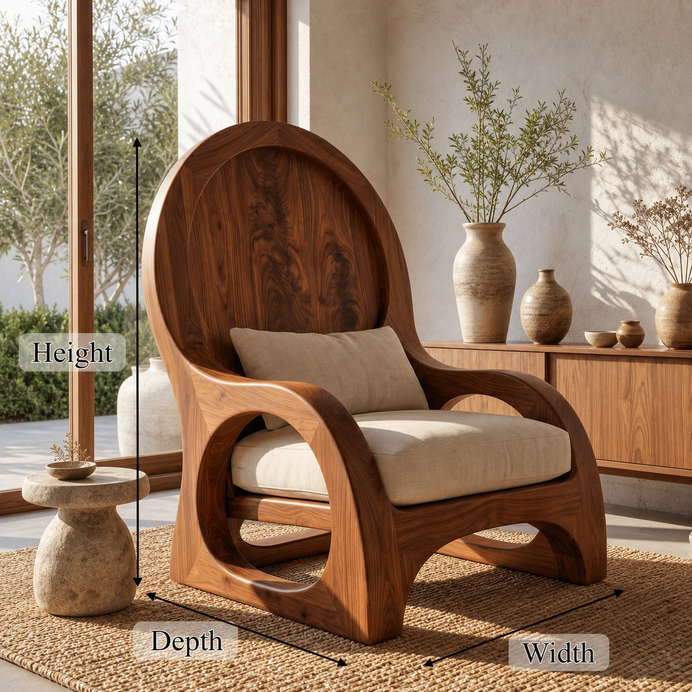 Organic Wooden Accent Chair For Living Room - product view 8