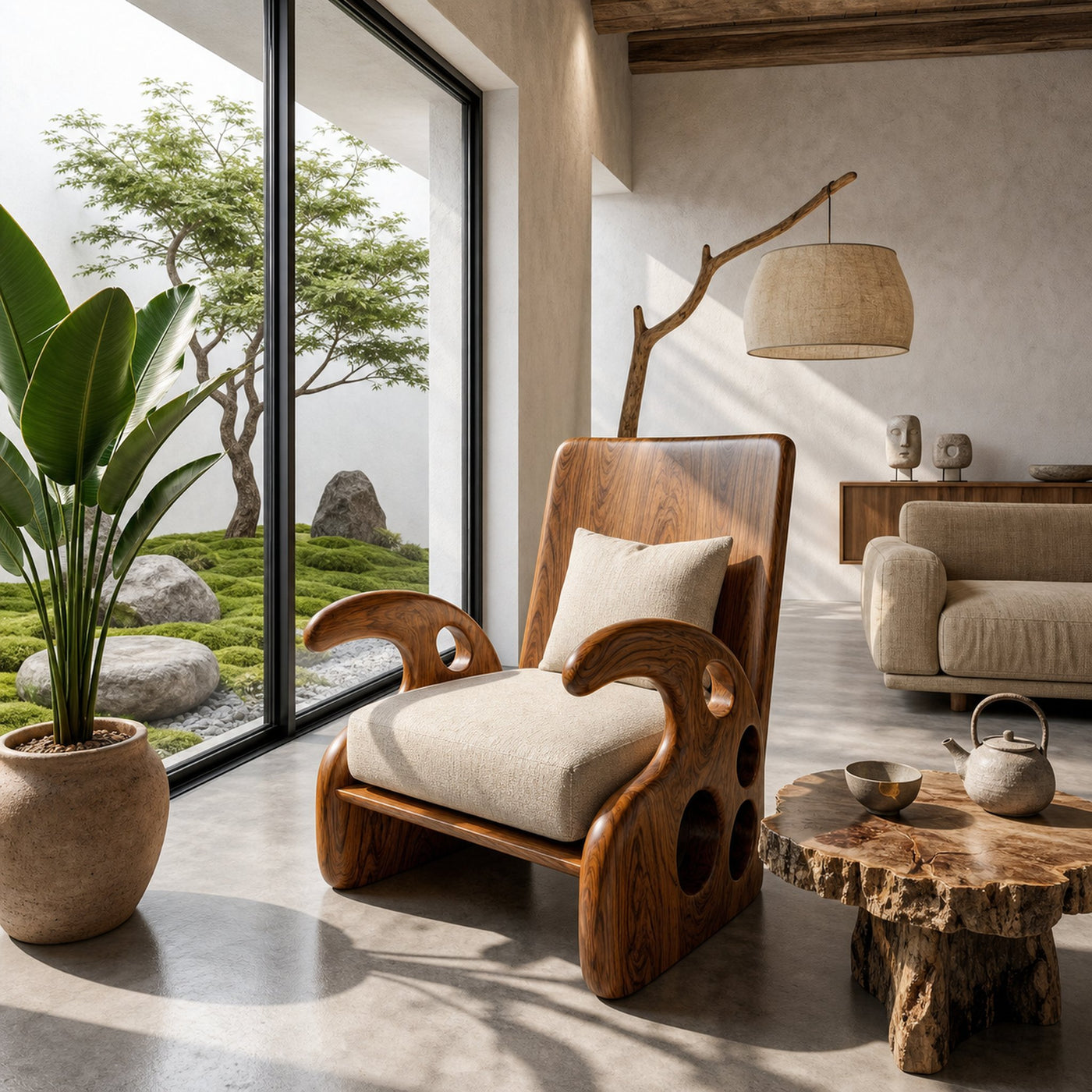 Organic Wooden Armchair For Reading Corner And Living Room - product view 3